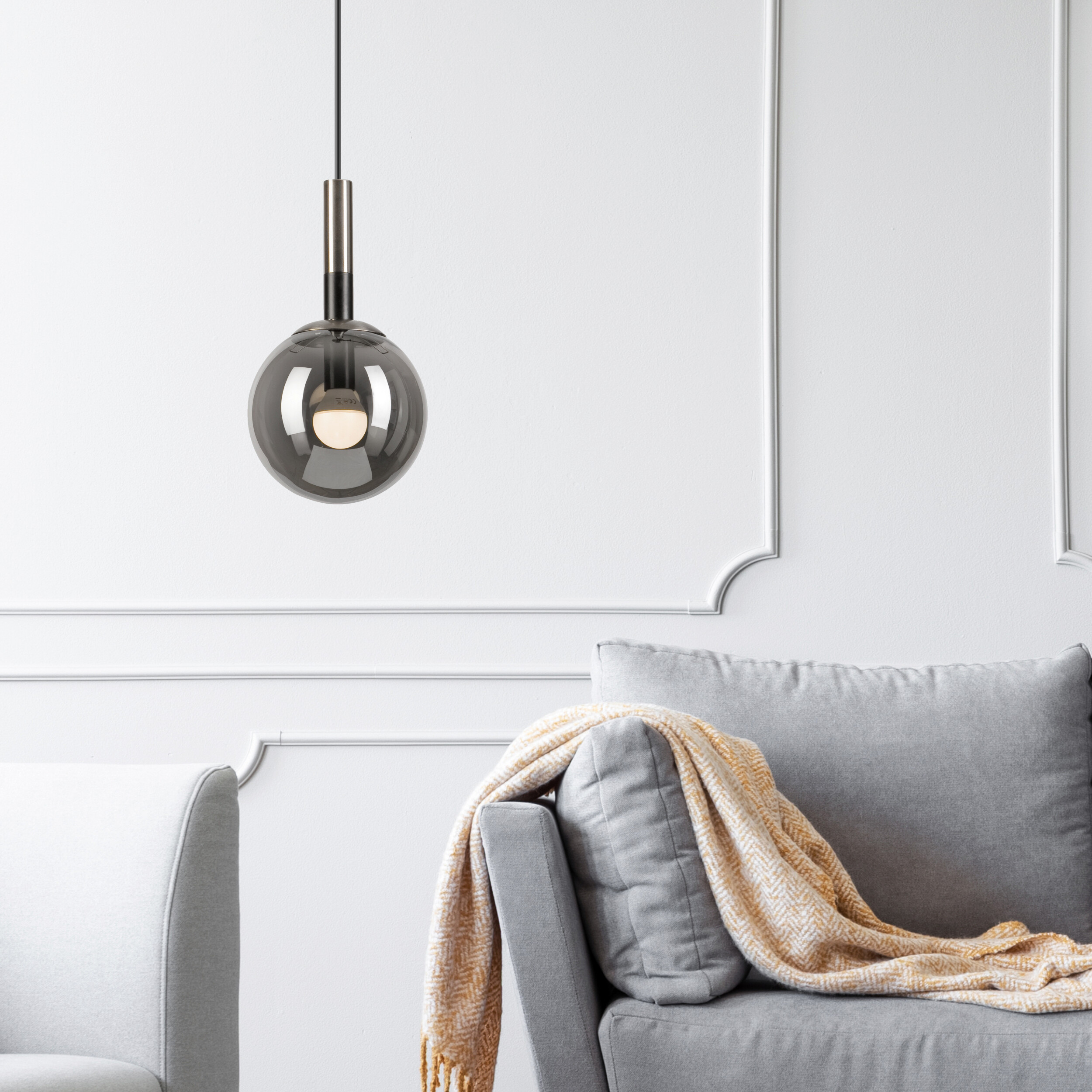 Lamkur Hängeleuchte Rollo Chrom Glas Stahl B/H/L: ca. 15x120x15 cm 1.0 Brennstellen Lamkur Hängeleuchte Rollo Chrom Glas Stahl B/H/L: ca. 15x120x15 cm 1.0 Brennstellen