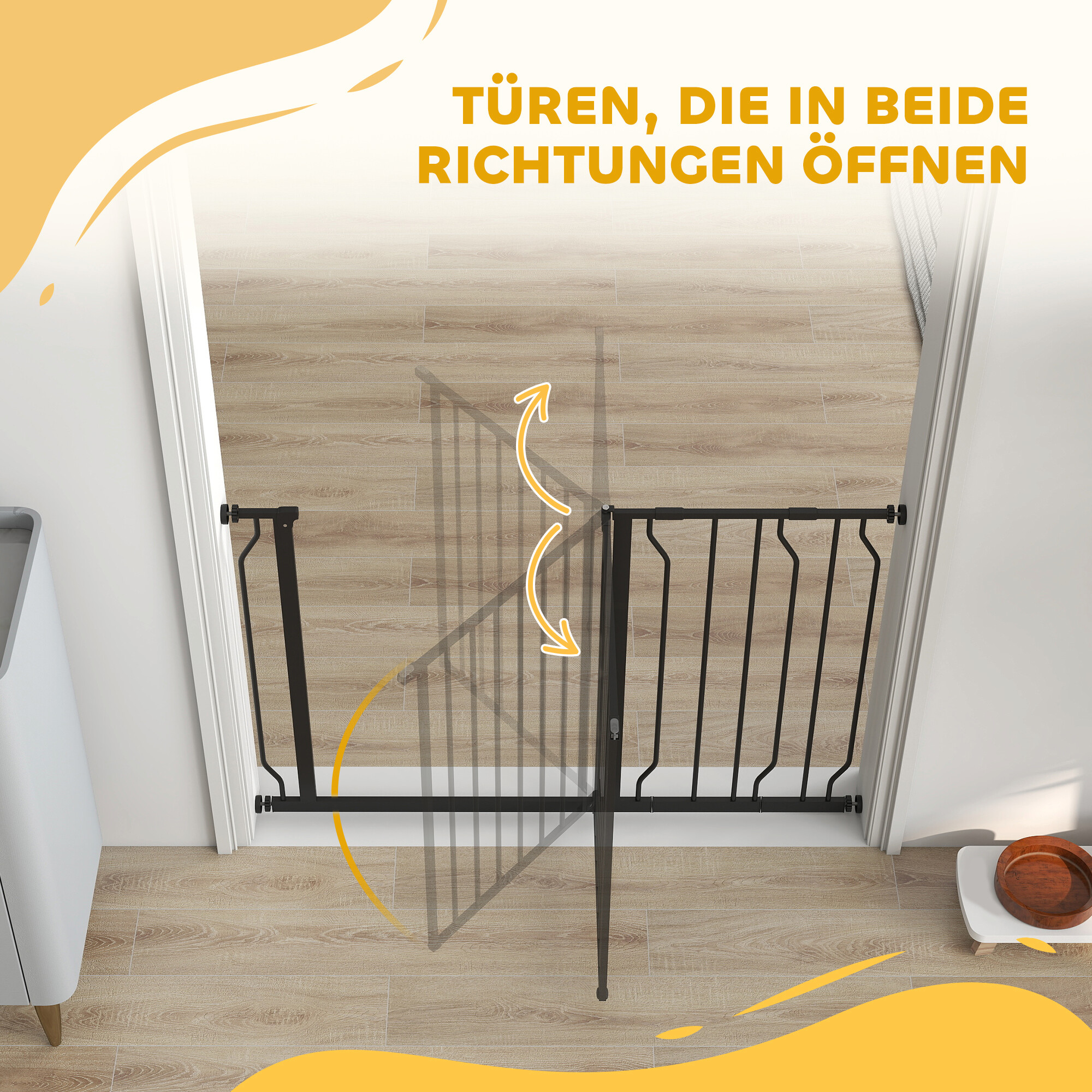 PawHut Schutzgitter schwarz Stahl B/H/L: ca. 4x76x115 cm