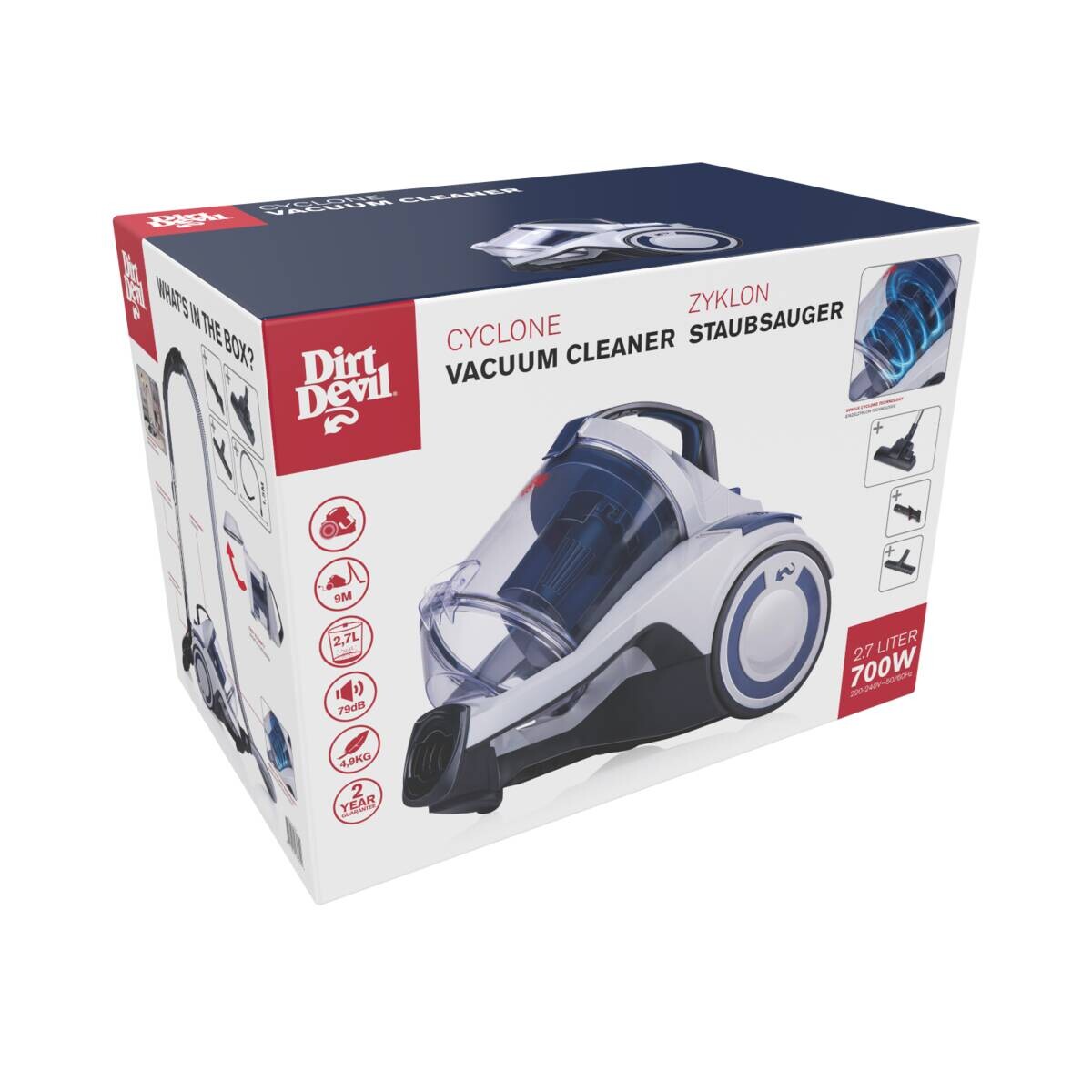 Dirt Devil Bodenstaubsauger grau rot blau B/H/L: ca. 29x36x49,5 cm