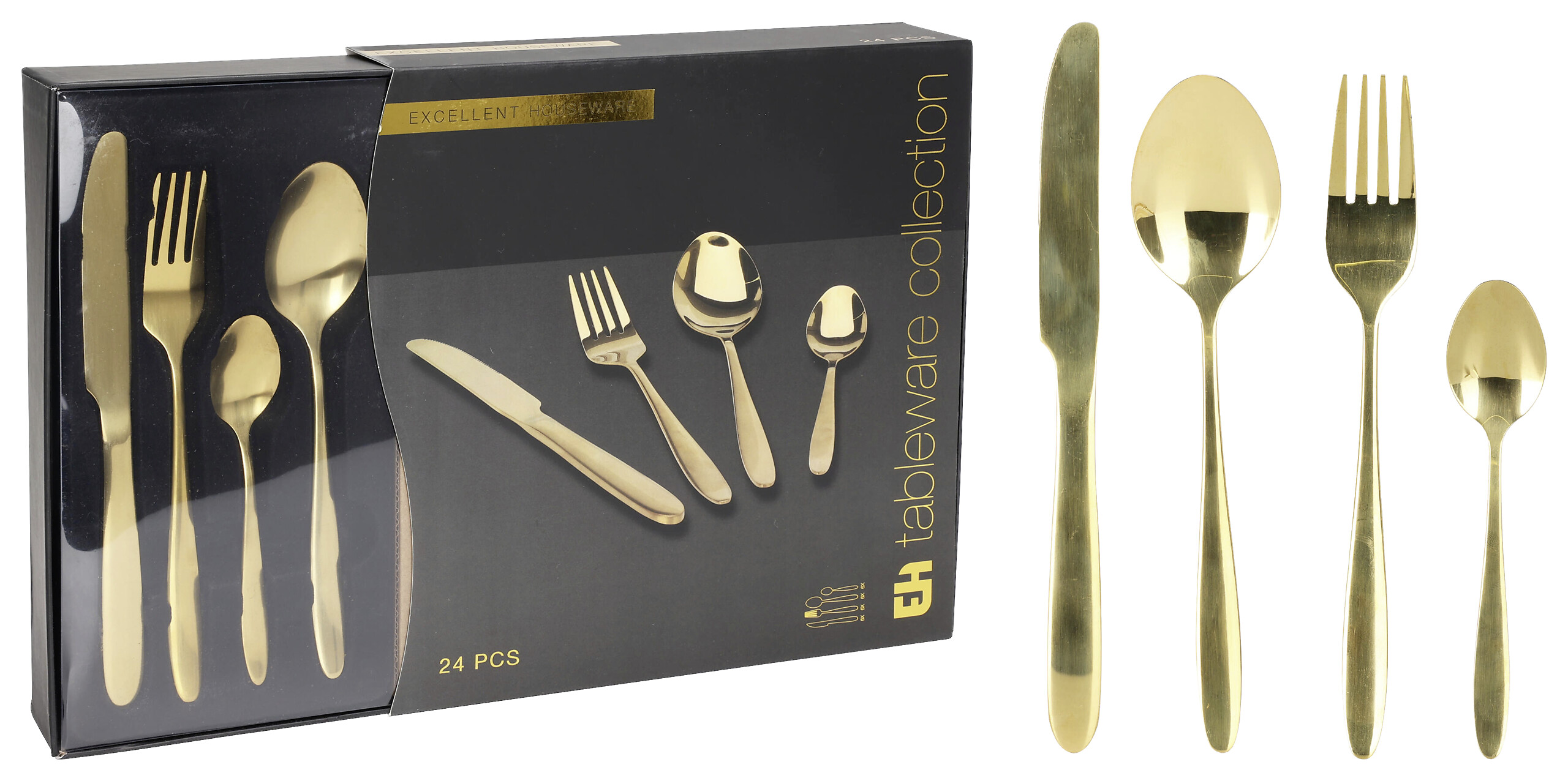 Besteckset gold Edelstahl 24 tlg.