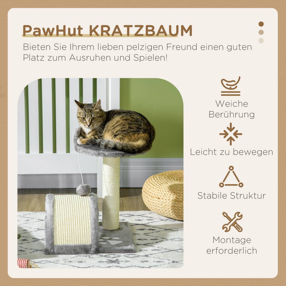 PawHut Kratzbaum grau Spanplatte B/H/L: ca. 37x46x35,5 cm