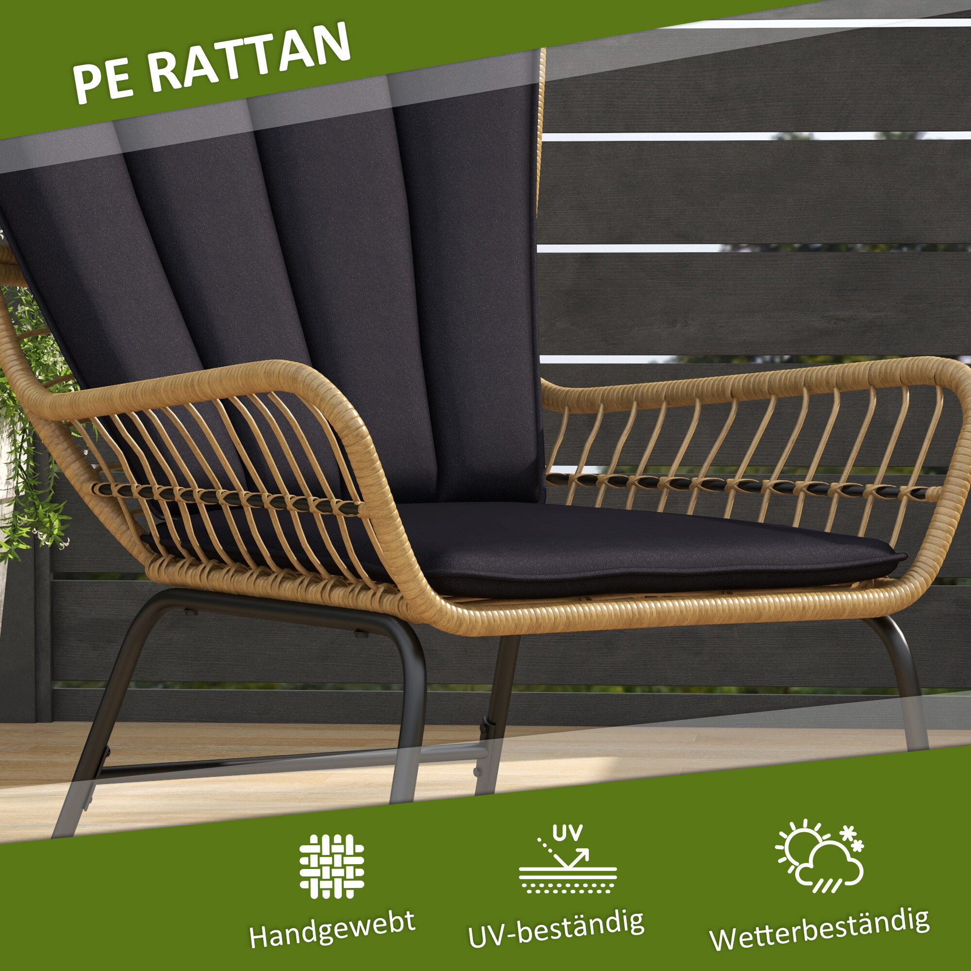 Outsunny Bistro-Set schwarz Polyrattan B/H/L: ca. 68x95x78 cm