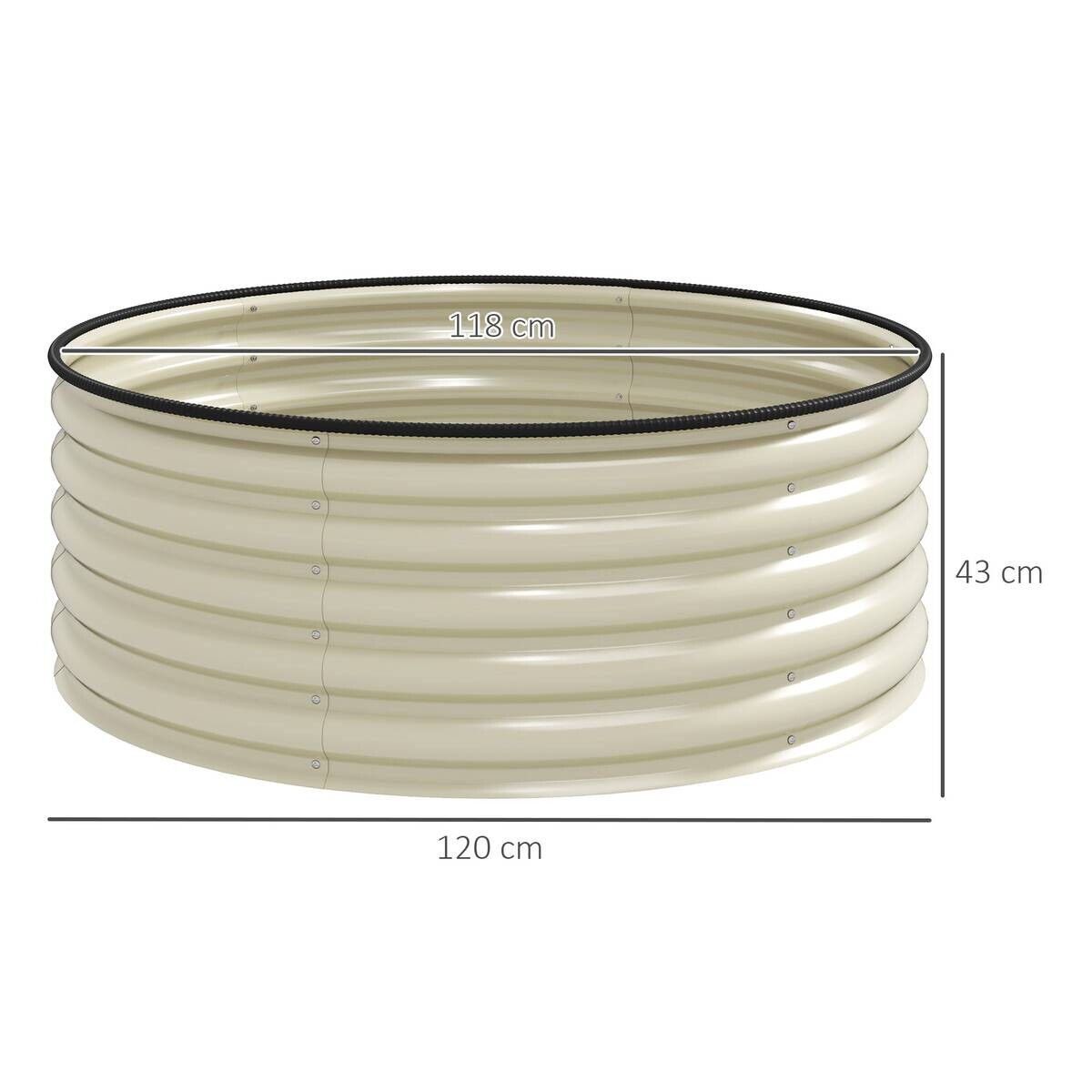 Outsunny Hochbeet cremeweiß Stahl B/H/L: ca. 120x43x120 cm