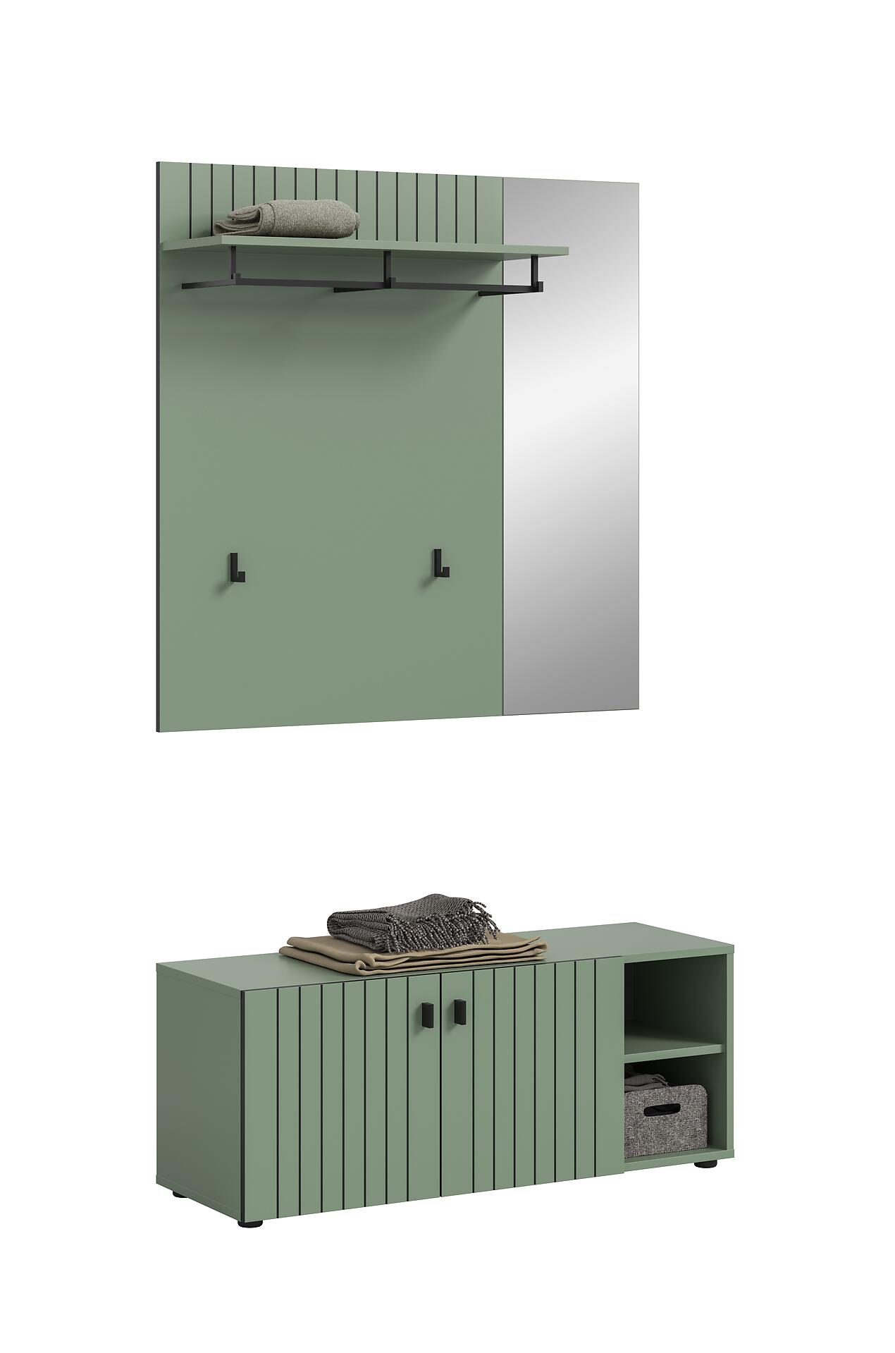 Garderobenset STATION grün B/H/T: ca. 106x192x37 cm Garderobenset STATION grün B/H/T: ca. 106x192x37 cm