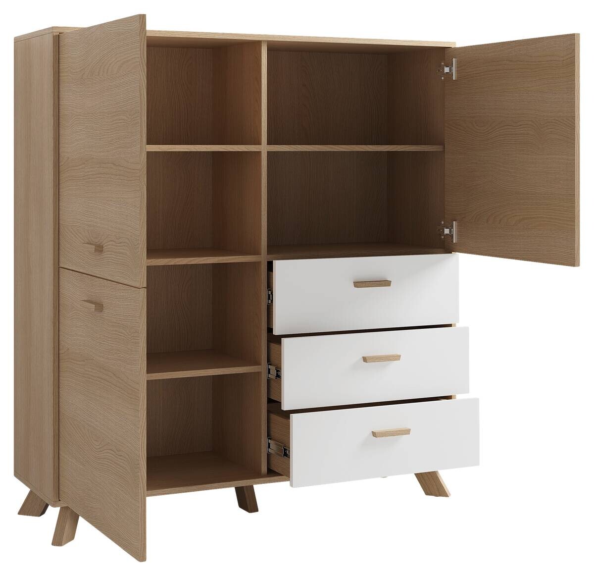 Highboard BASTIAN Eiche weiß B/H/T: ca. 120x131x36,5 cm