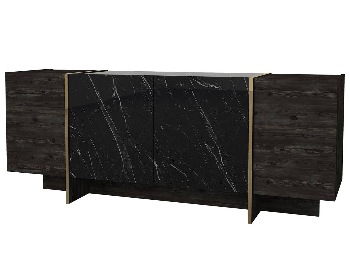 Sideboard Rebab Rebab braun dunkelgrau Marmoroptik B/H/T: ca. 180x75,5x46,6 cm