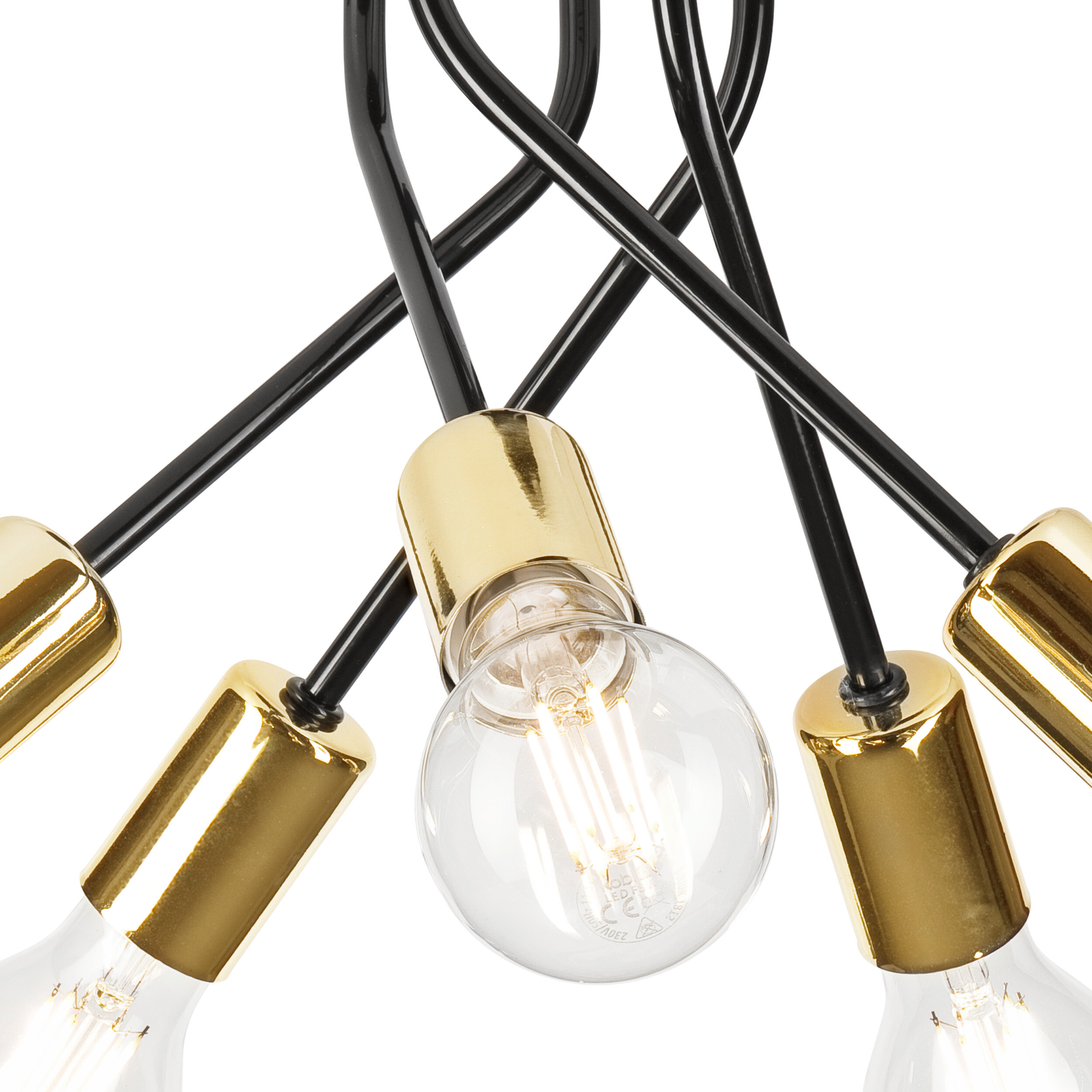 Lamkur Deckenleuchte gold Stahl B/H/L: ca. 36x34x36 cm E27 5 Brennstellen