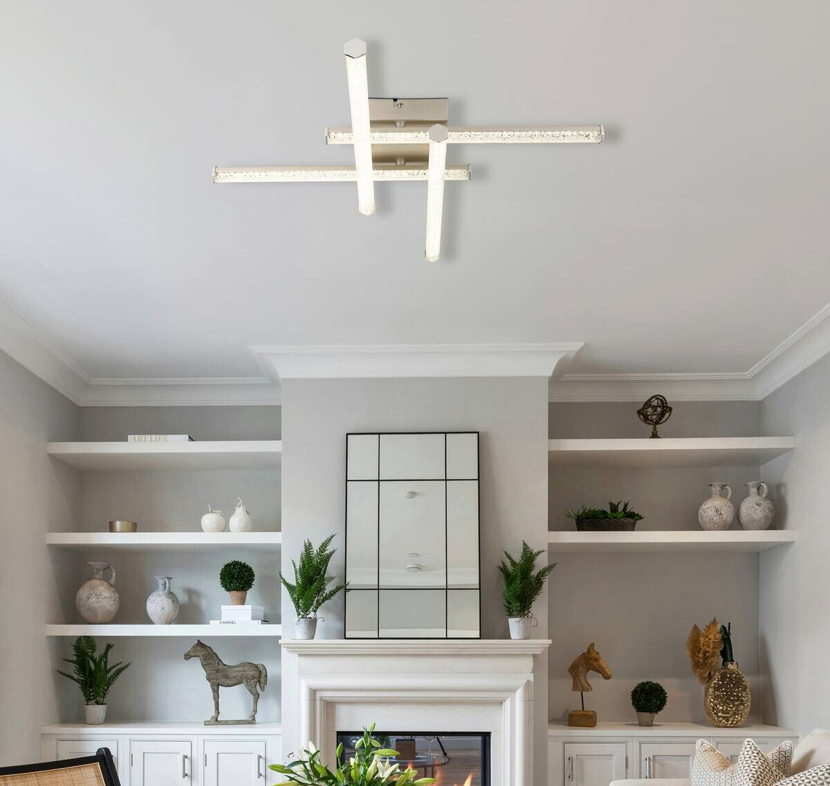 GLOBO LED-Deckenleuchte KIRINA 67346-24 nickel Chrom Kunststoff B/H/L: ca. 50x8,8x50 cm 1 Brennstellen