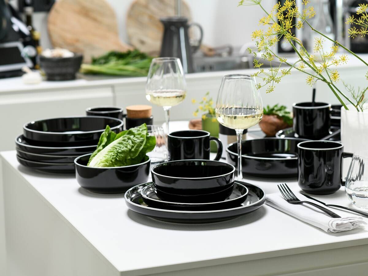 CreaTable Kombiservice Nordic Gourmet schwarz Steinzeug 16 tlg.