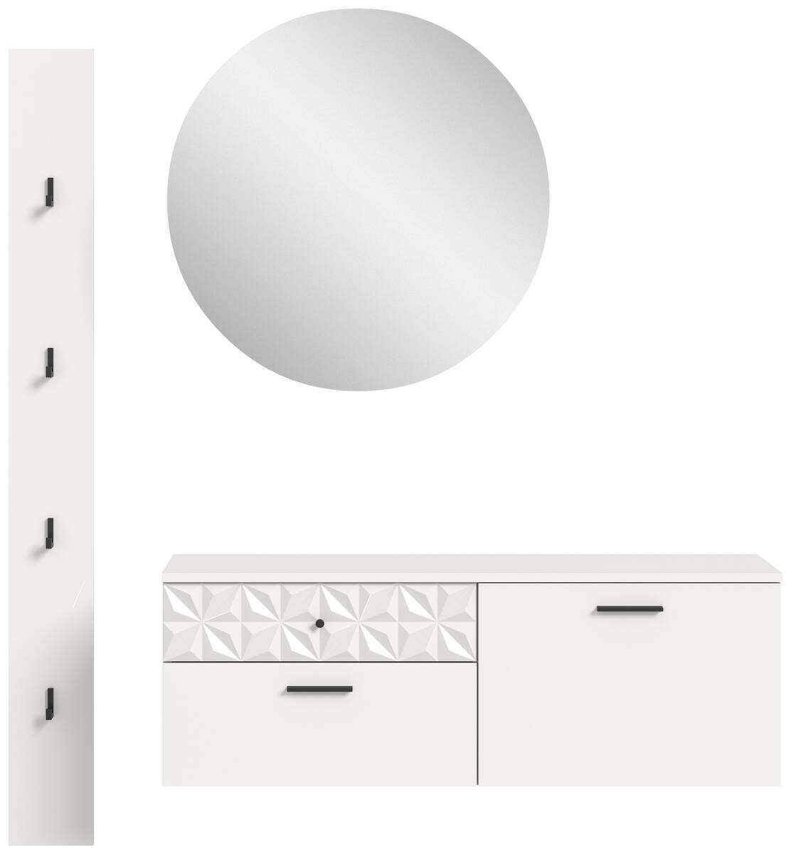 Garderobe Prisma weiß weiß Hochglanz B/H/T: ca. 141x192x34 cm