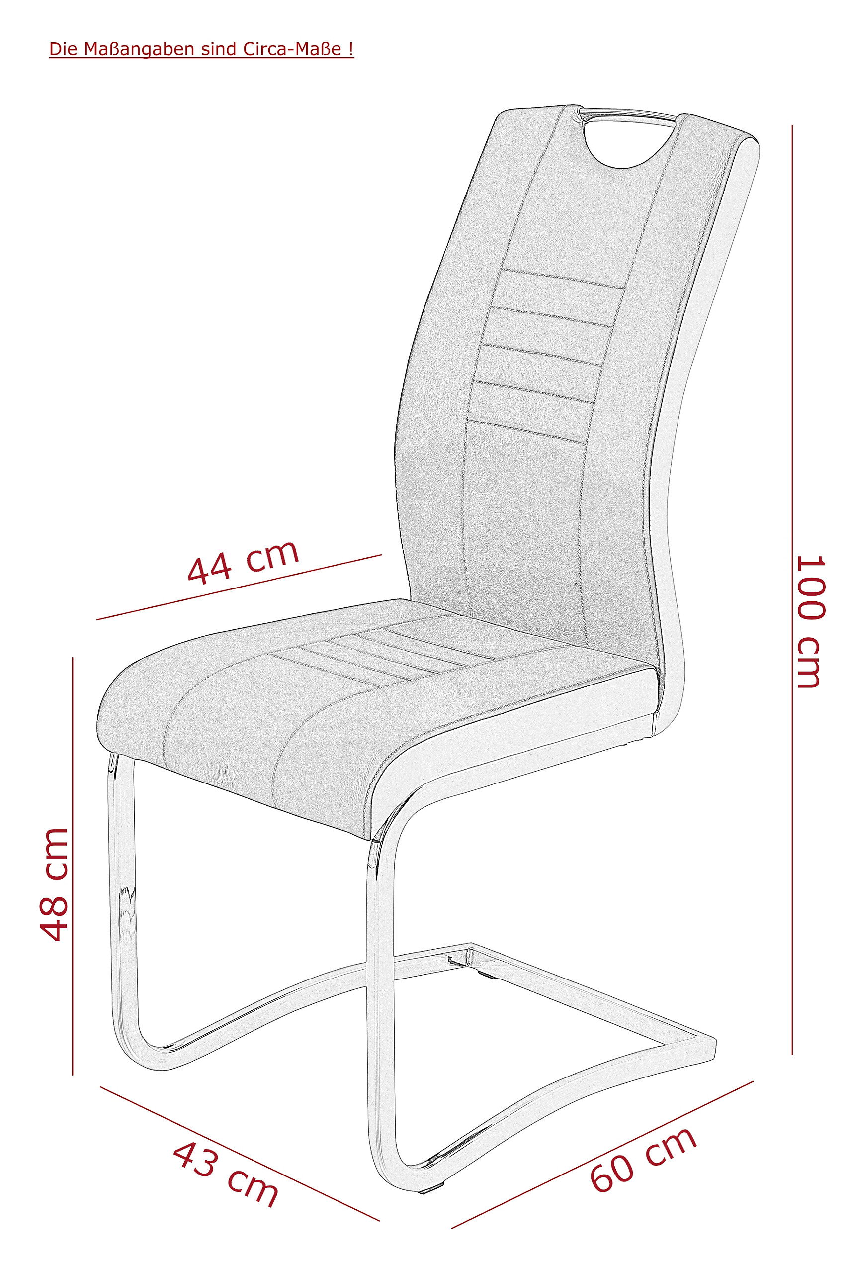 Schwingstuhl Riga, 2er-Set anthrazit Webstoff B/H/T: ca. 44x100x60 cm
