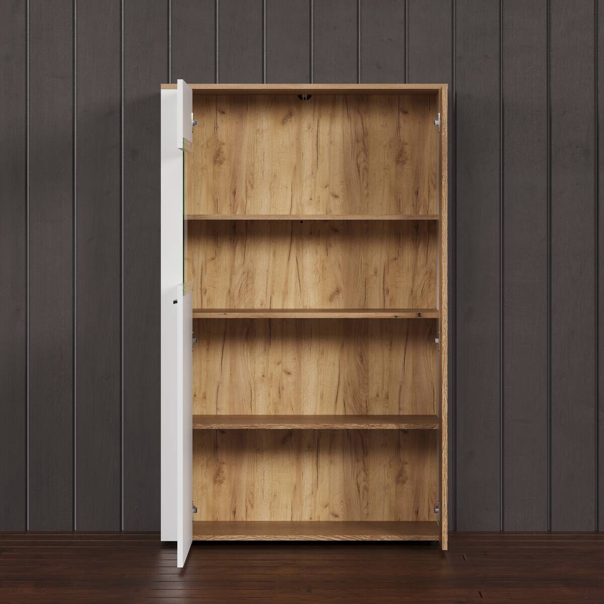 Vitrine Vitoria weiß Eiche Evoke Coast Nachbildung B/H/T: ca. 90x146x42 cm