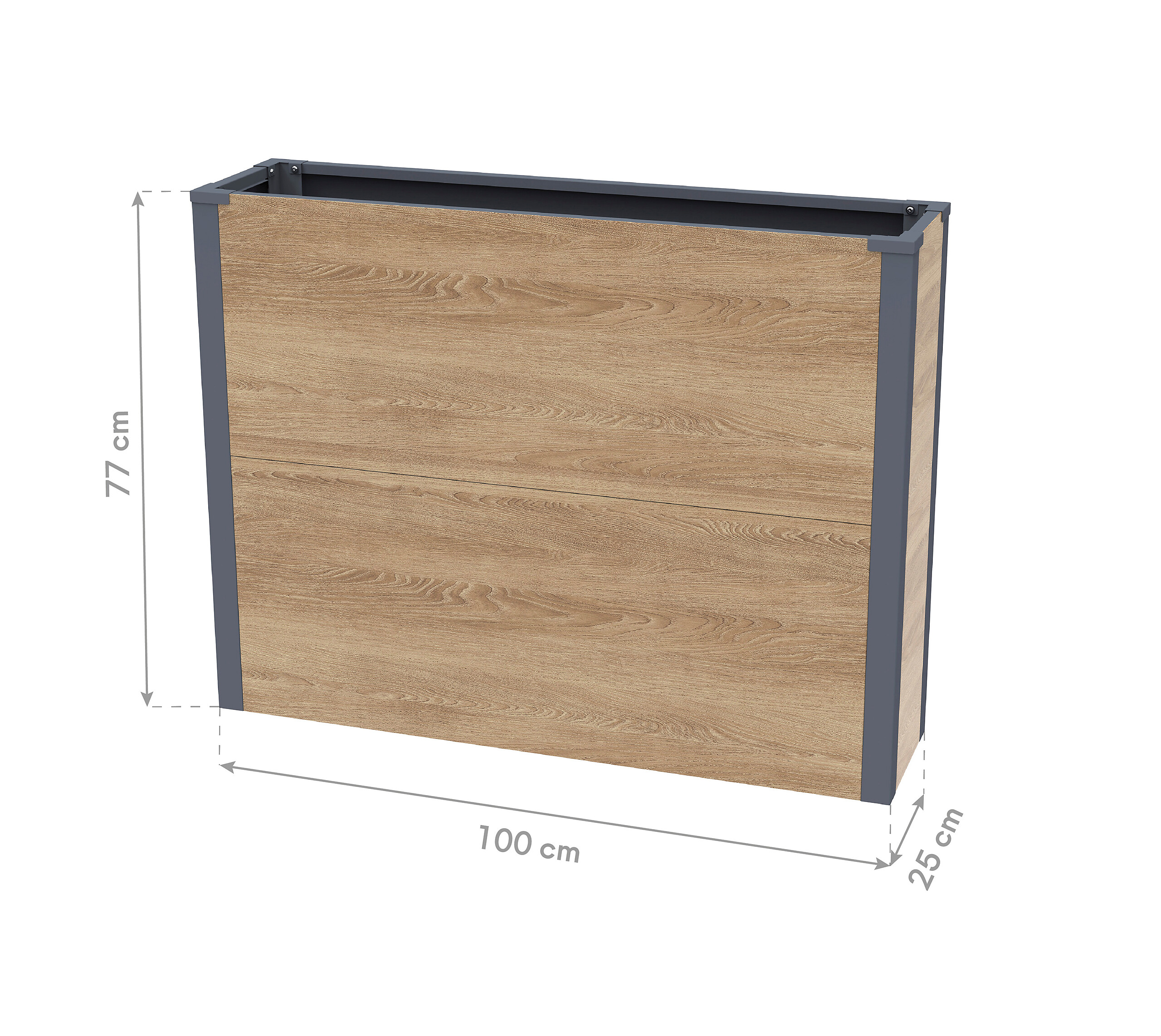 Westmann Pflanzkasten Talus Holzoptik Metall B/H/L: ca. 100x77x25 cm