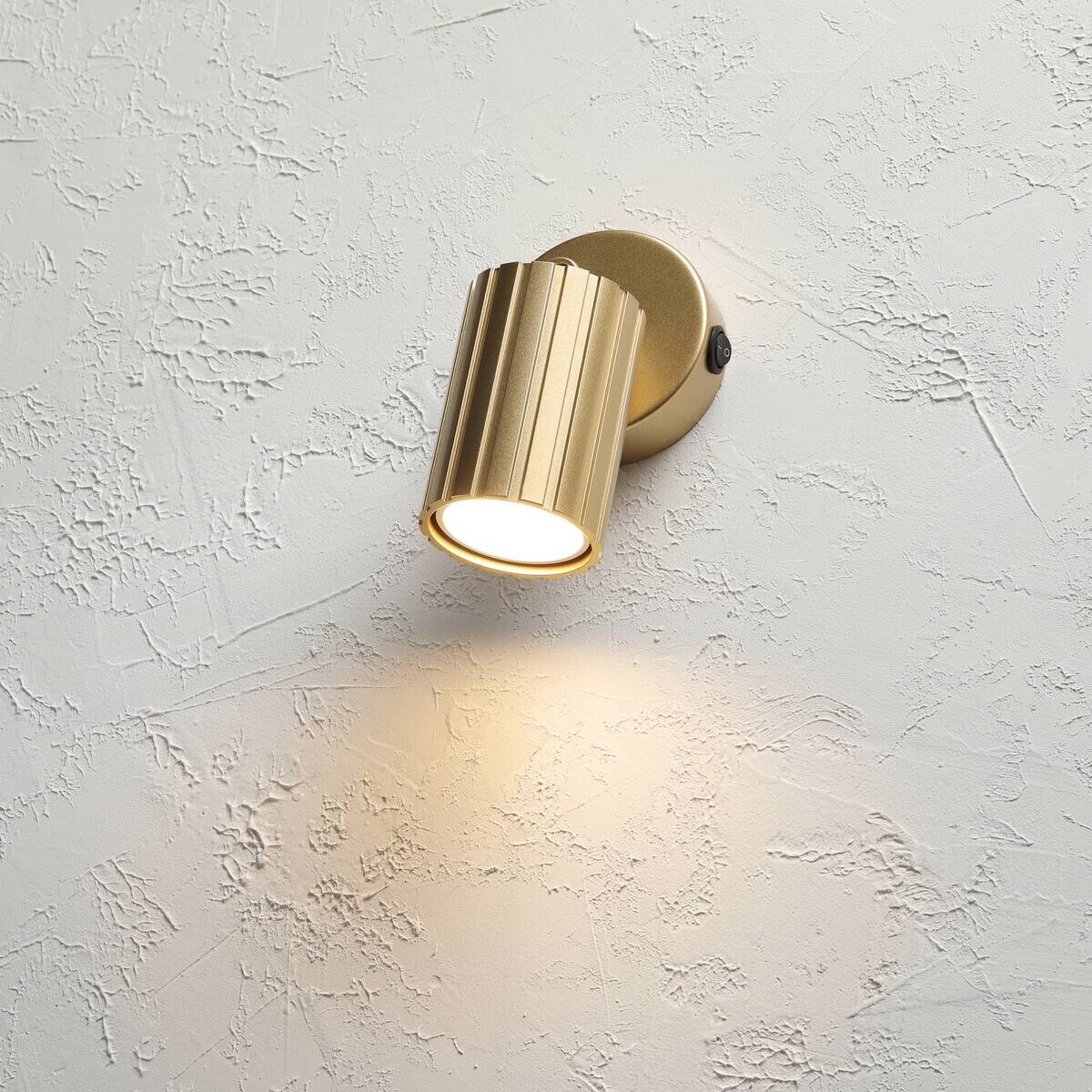 Lamkur Wandleuchte Prisma gold Stahl B/H/L: ca. 8x16x8 cm GU10 1 Brennstellen