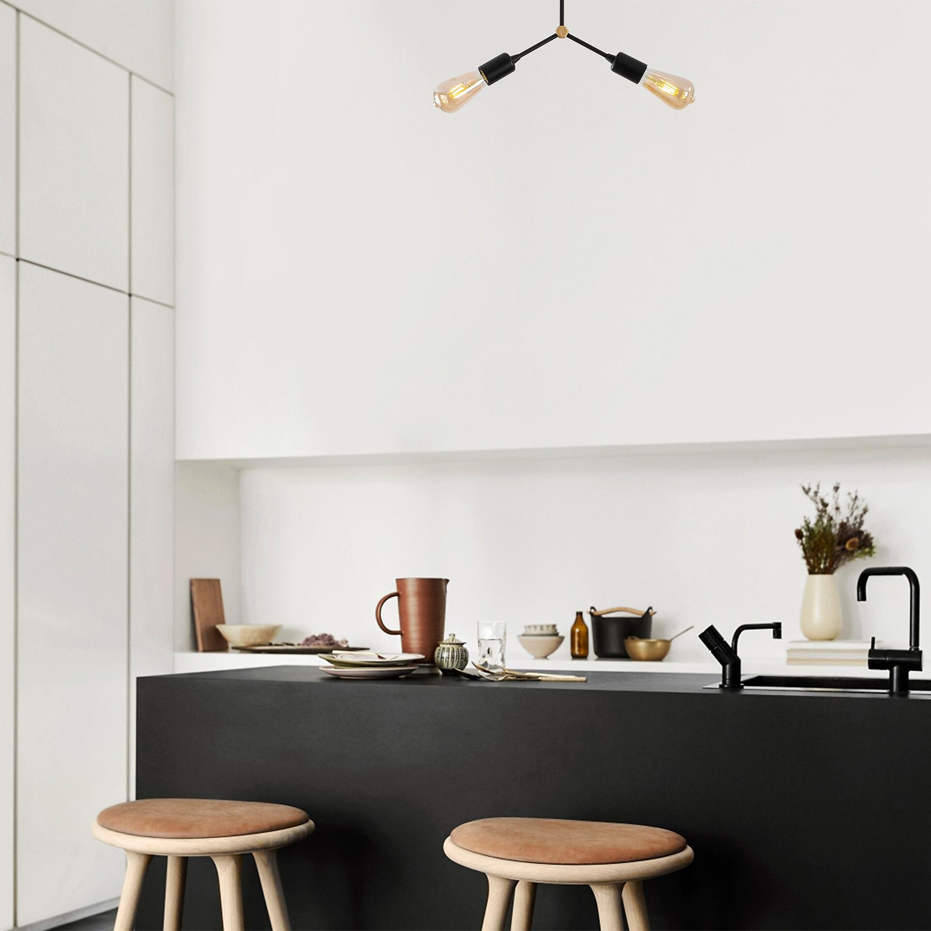 Opviq Deckenleuchte Sparrow-1252 schwarz B/H/T/L: ca. 34x26x10x34 cm E27 2 Brennstellen