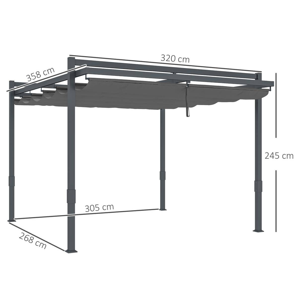 Outsunny Pavillon grau Polyester B/H/L: ca. 320x245x358 cm