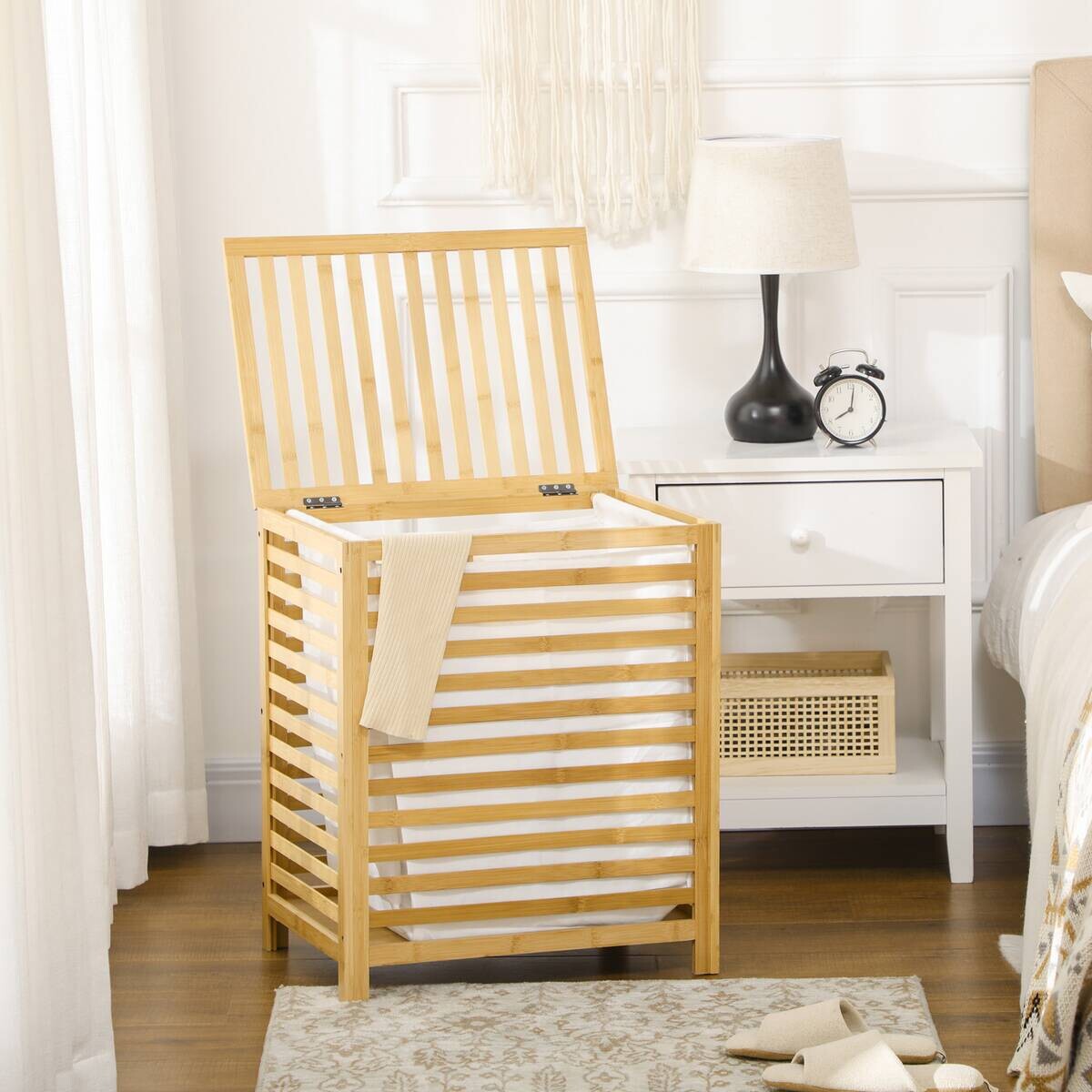 HOMCOM Wäschekorb natur Edelstahl B/H/L: ca. 36x60x50 cm