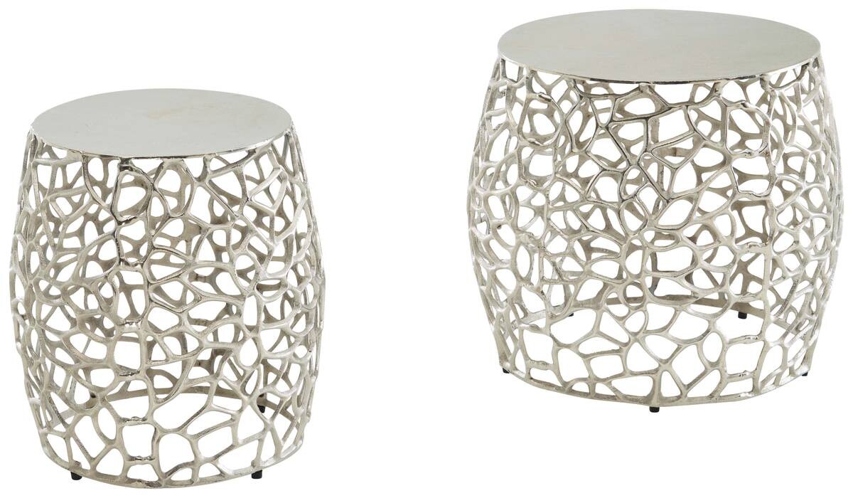 Beistelltisch 2er.-Set. silber B/H/T: ca. 46x42x46 cm