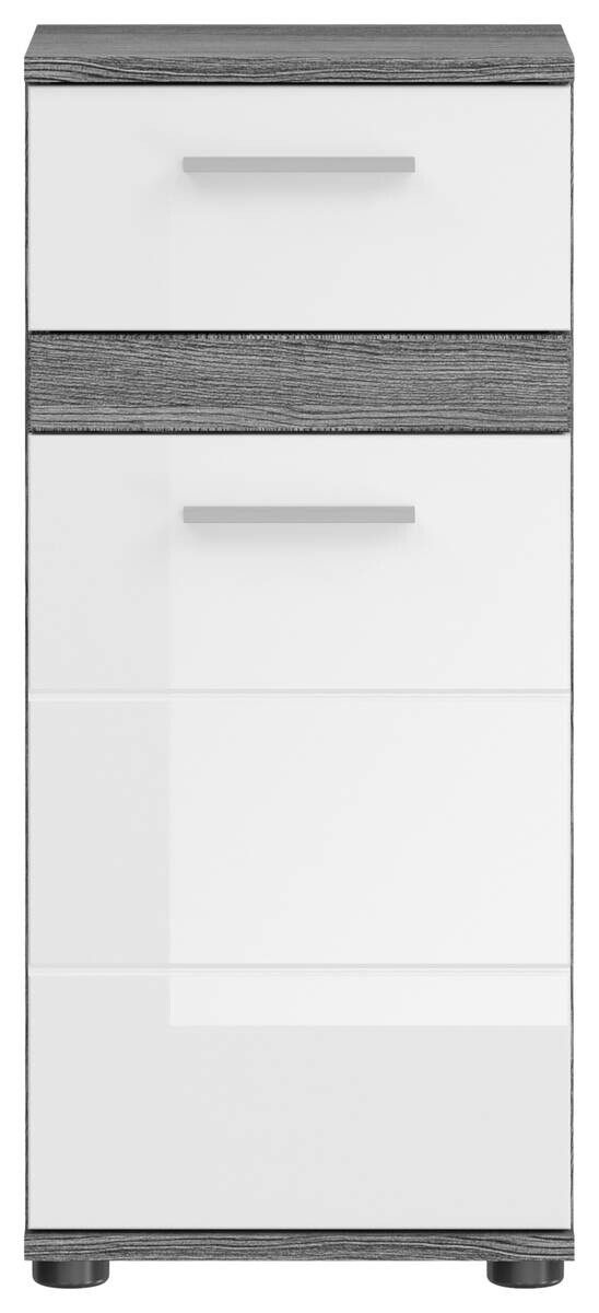 Badkommode BLAKE Rauchsilber Nachbildung weiß Hochglanz B/H/T: ca. 35x79x31 cm