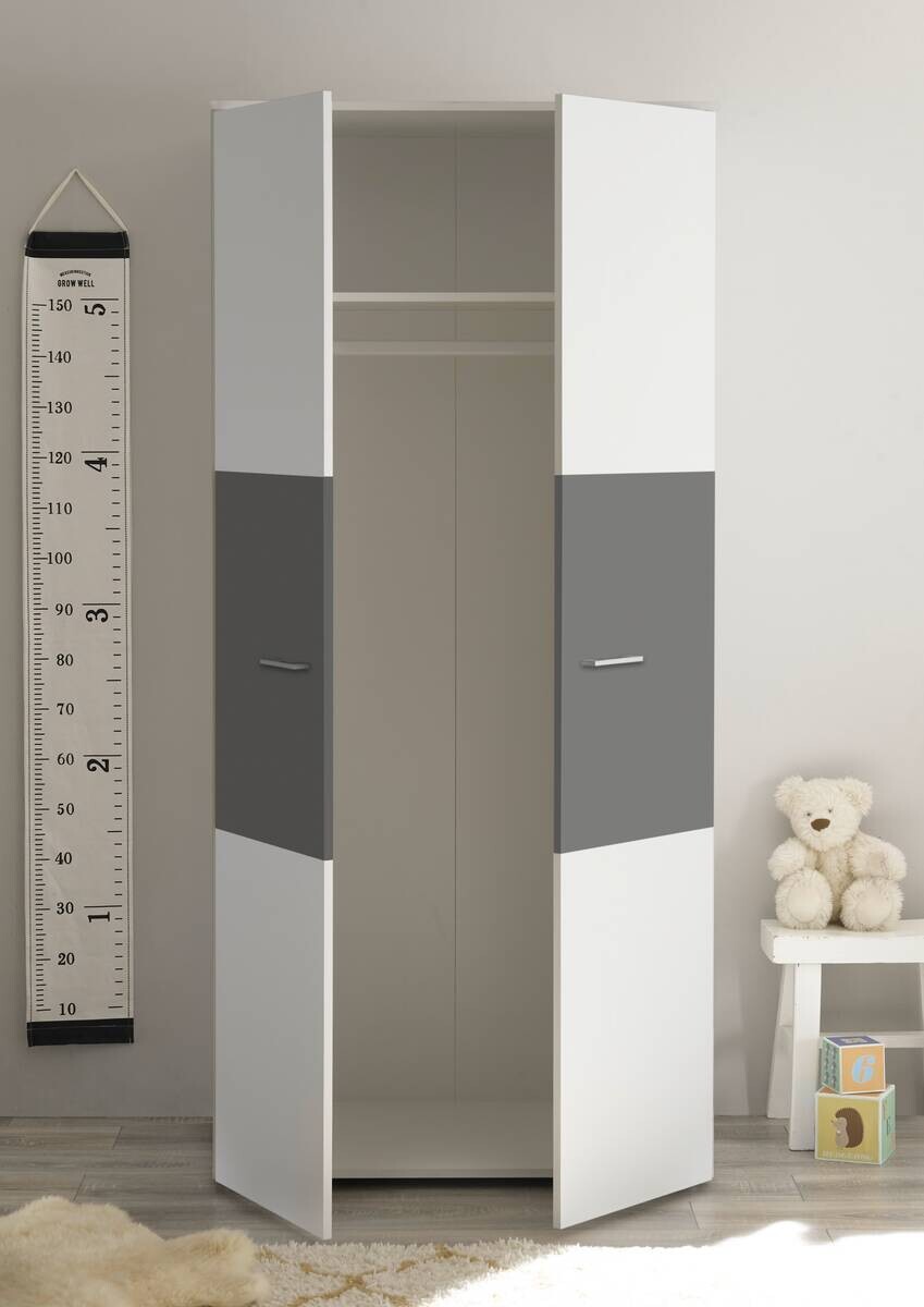 Kleiderschrank Alex weiß Graphit B/H/T: ca. 90x195x60 cm