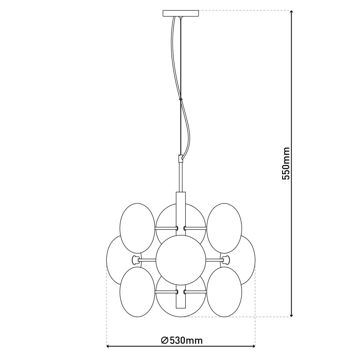 Näve Leuchten Pendelleuchte 7092897 Chrom Metall Glas B/H/T: ca. 53x55x53 cm G9 9 Brennstellen