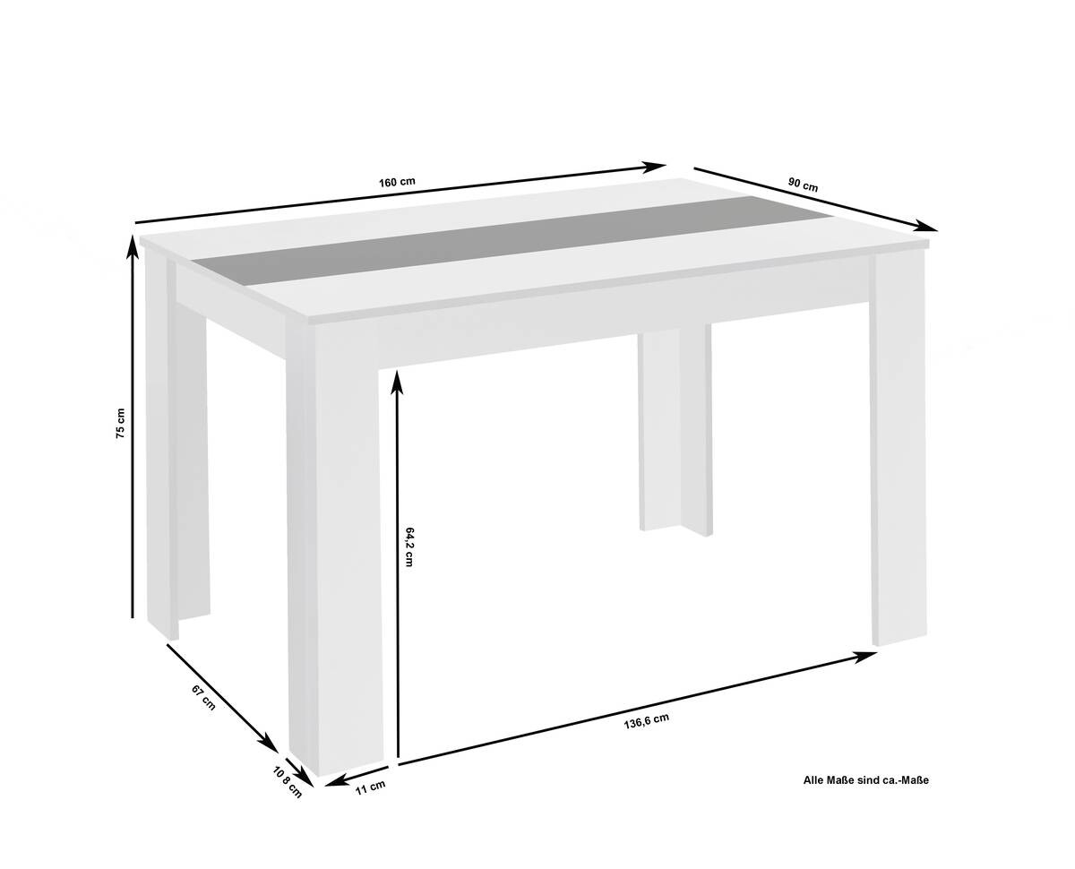 Tisch NORI Eiche Nachbildung B/H/T: ca. 160x75x90 cm
