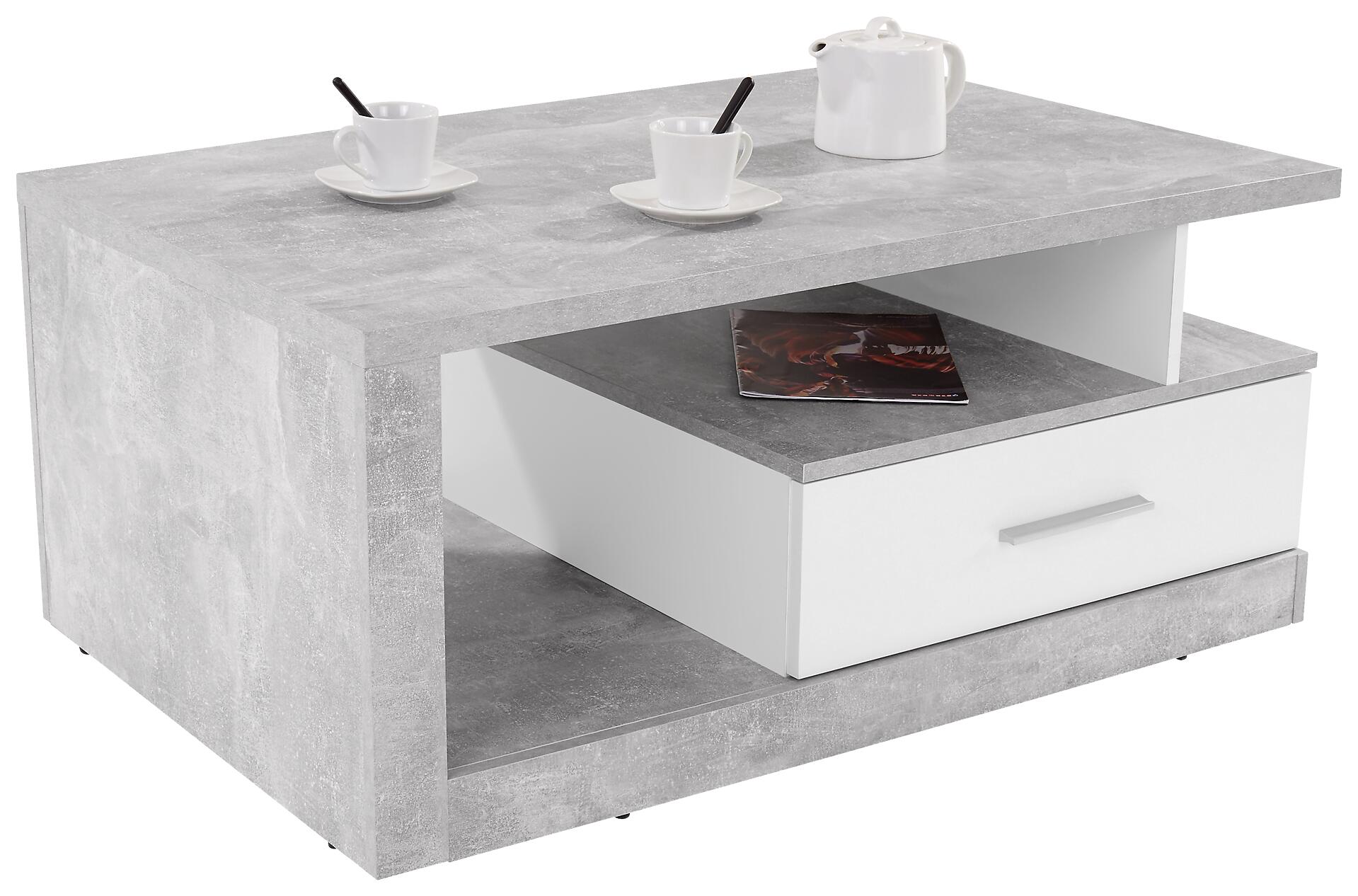 Couchtisch Iguan Beton weiß B/H/T: ca. 110x45x67 cm