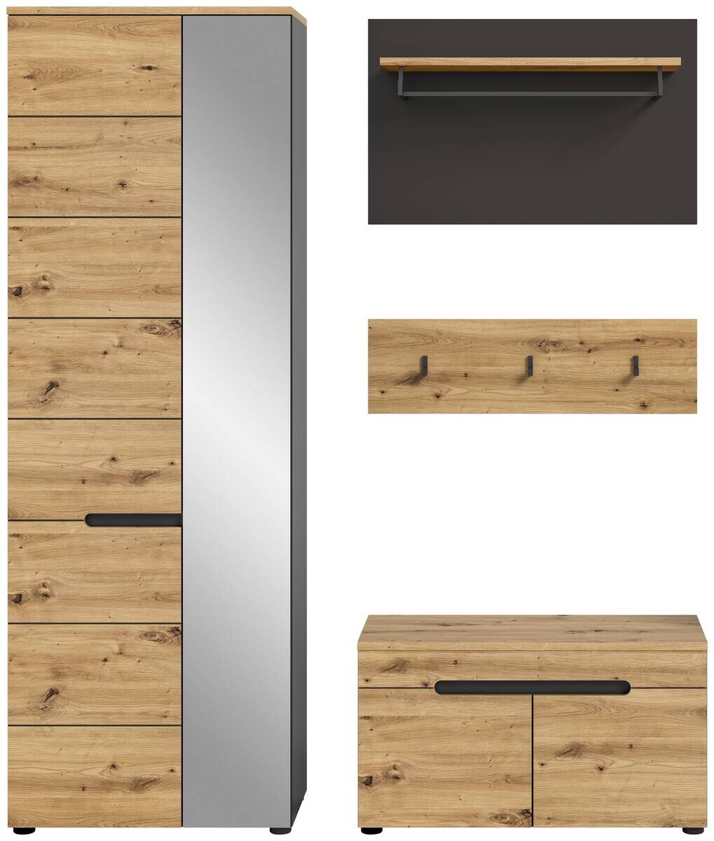 Garderobe CANU edles Basaltgrau Nachbildung Eiche Artisan Nachbildung B/H/T: ca. 160x190x37 cm