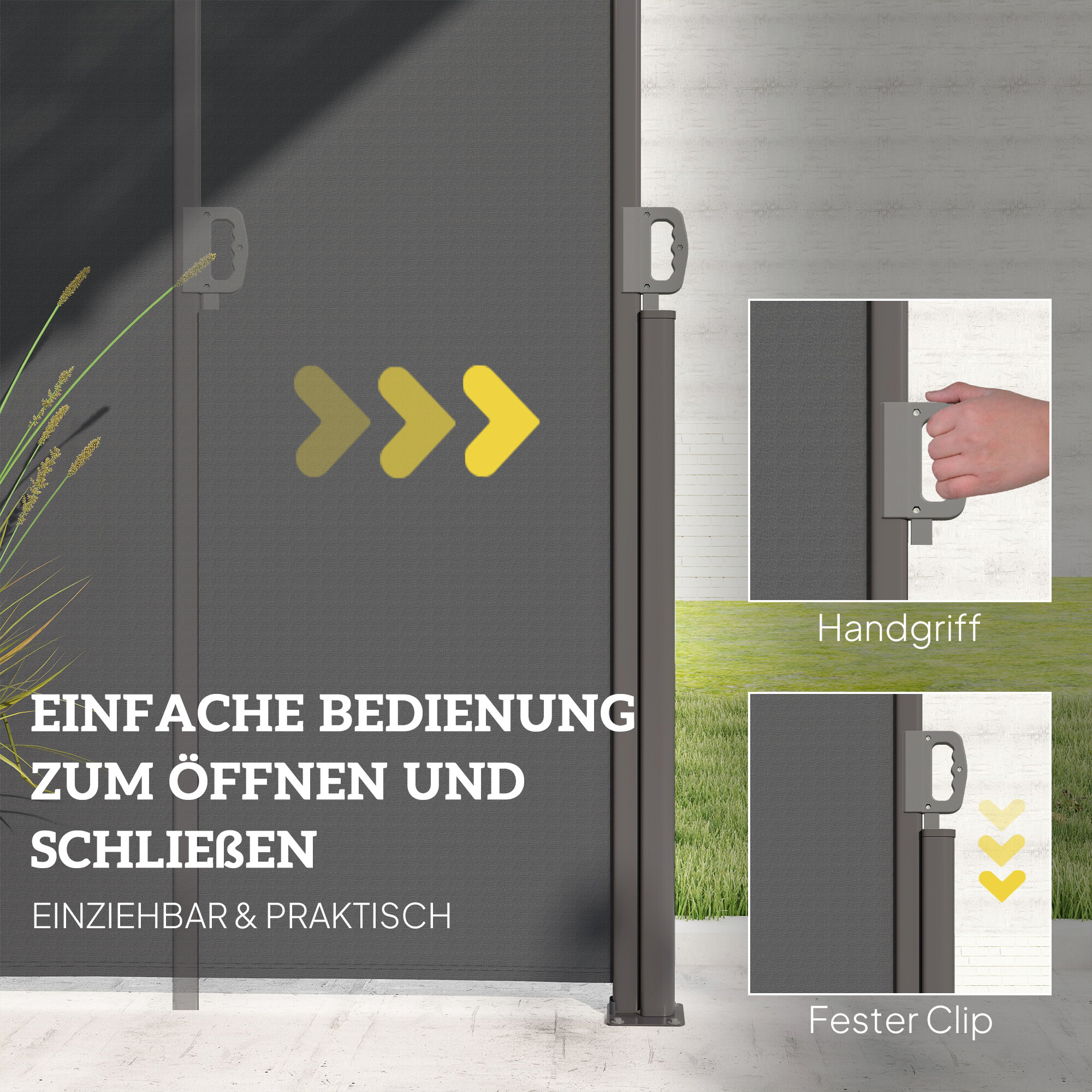 Outsunny Seitenmarkise dunkelgrau Aluminium B/H/L: ca. 1x180x300 cm