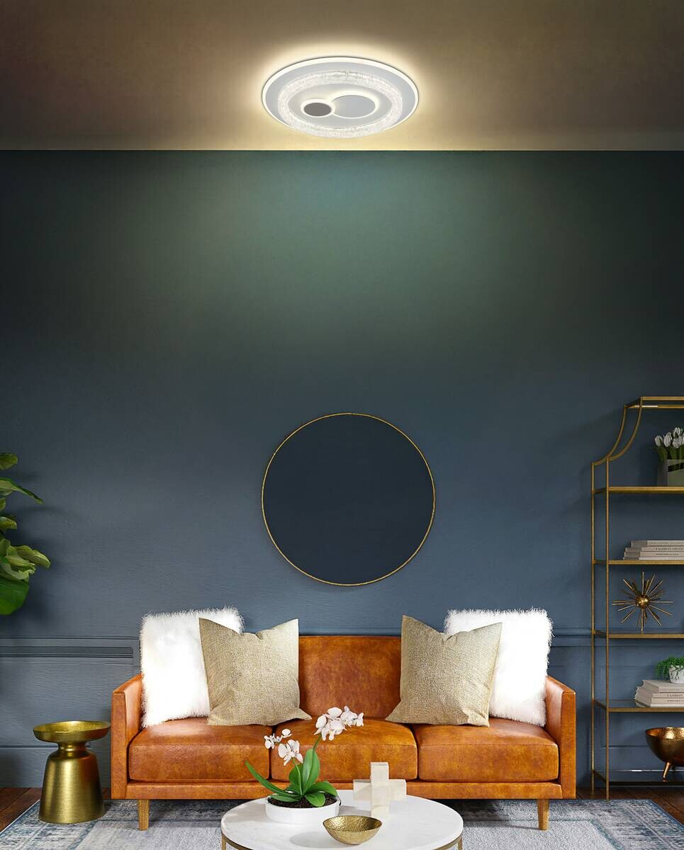 GLOBO LED-Deckenleuchte Opal weiß klar Acryl Metall H/D: ca. 6x49,5 cm 1 Brennstellen