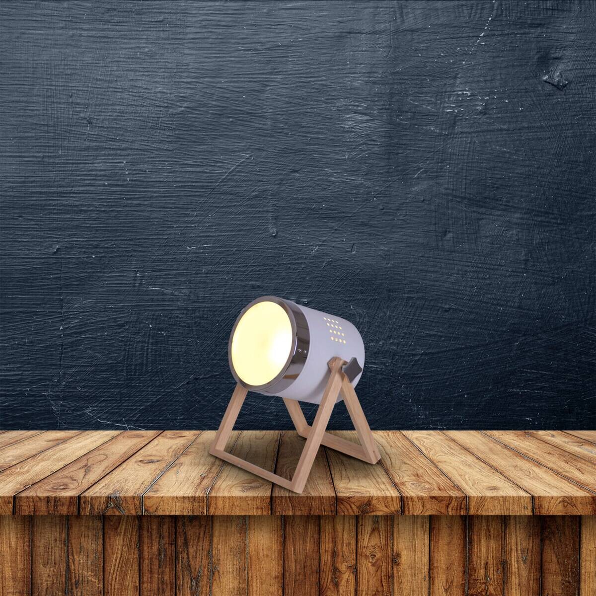 Näve Leuchten Tischleuchte 3154523 weiß Metall Holz B/H/T: ca. 21x28x21 cm E27 1 Brennstellen