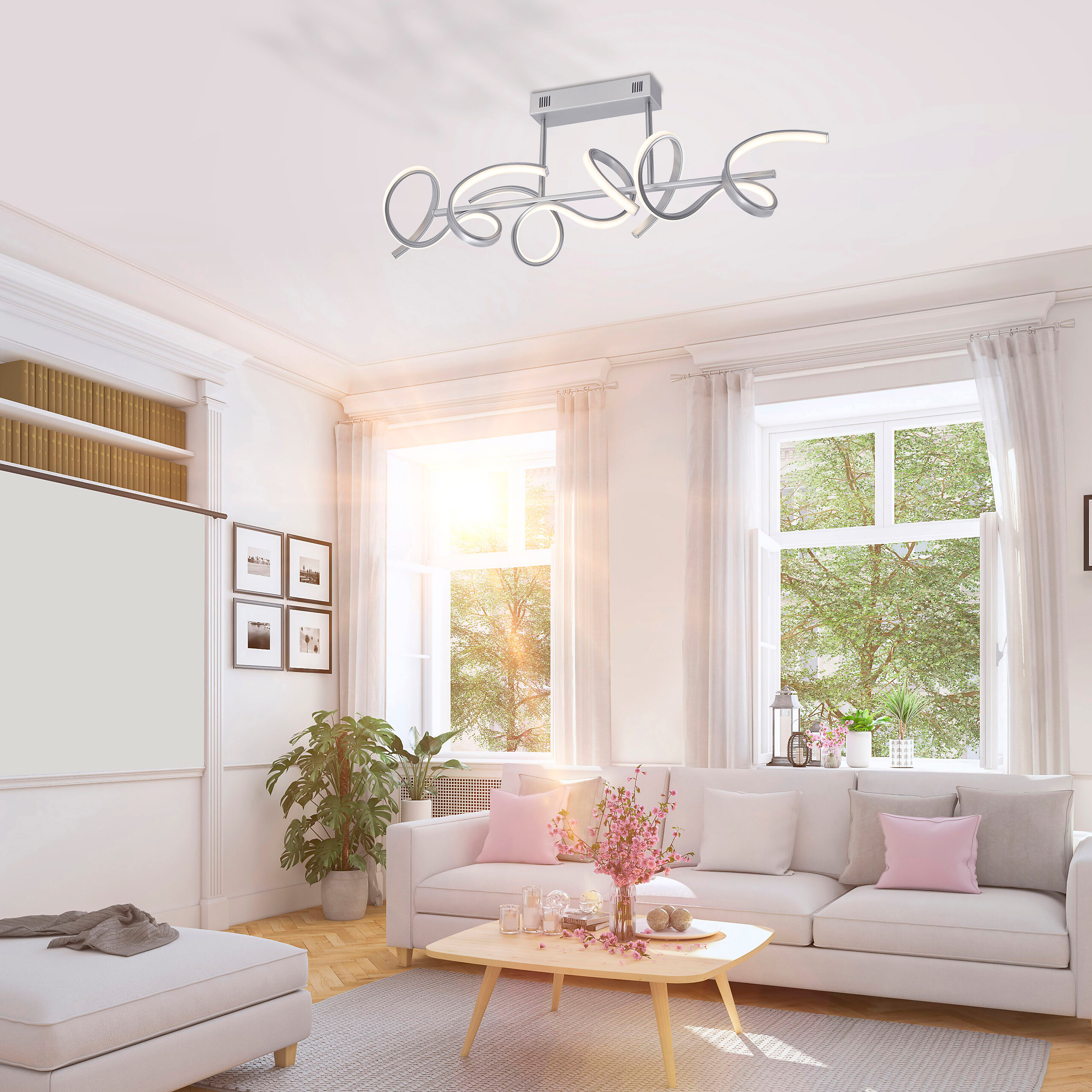 Just Light Deckenleuchte Curls silber Alu B/H/L: ca. 21x30x82 cm