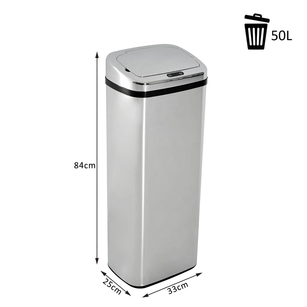 HOMCOM Mülleimer mit Sensor silber B/H/L: ca. 25x84x33 cm