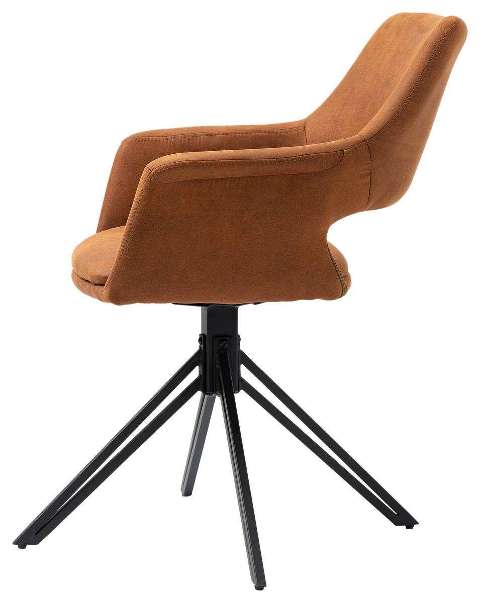 Stuhl ESTELLE 2er-Set braun Vintage schwarz Stoff Metall B/H/T: ca. 57x84x61 cm