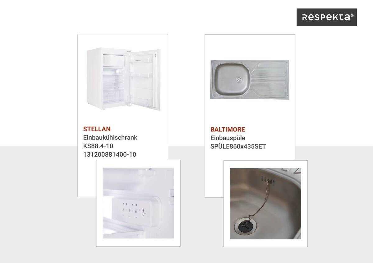 Respekta Küchenblock Merle schwarz B/H/T: ca. 280x200x60 cm