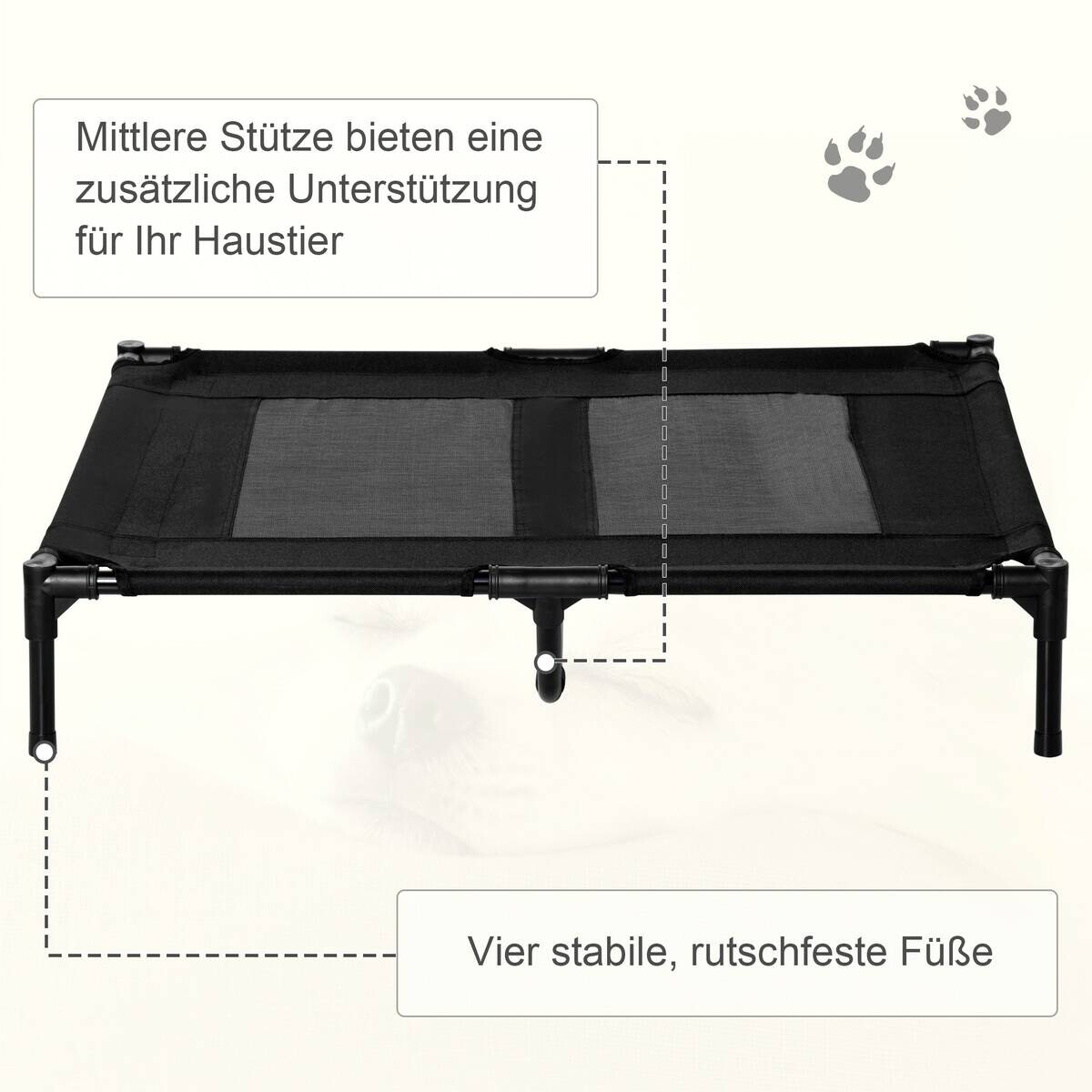PawHut Hundeliege schwarz Metall B/H/L: ca. 76x18x92 cm