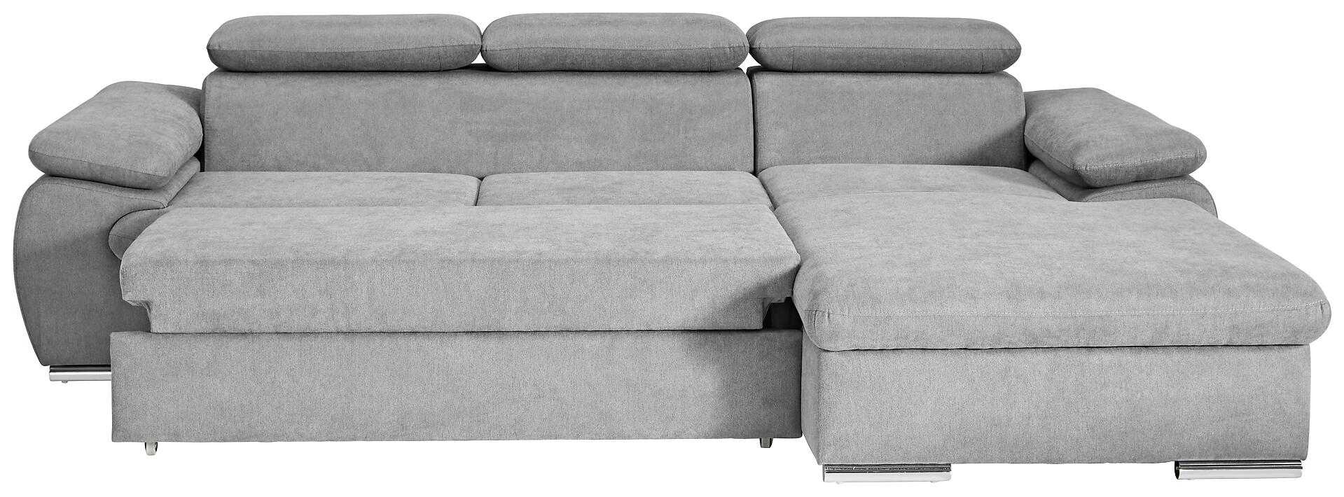 Ecksofa mit Bettfunktion und Bettkasten graubraun