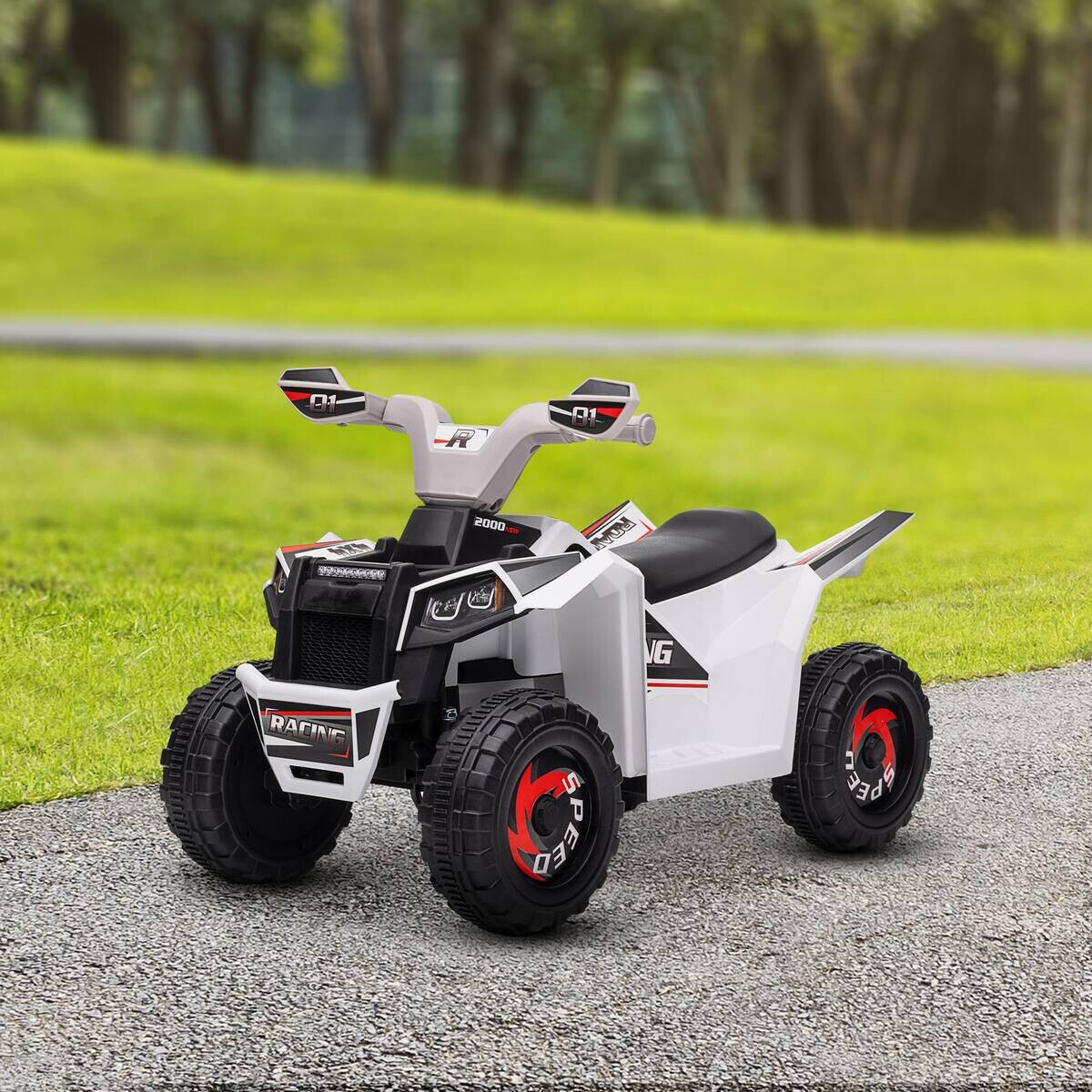 HOMCOM Elektroauto für Kinder weiß B/H/L: ca. 41,5x48,5x70 cm