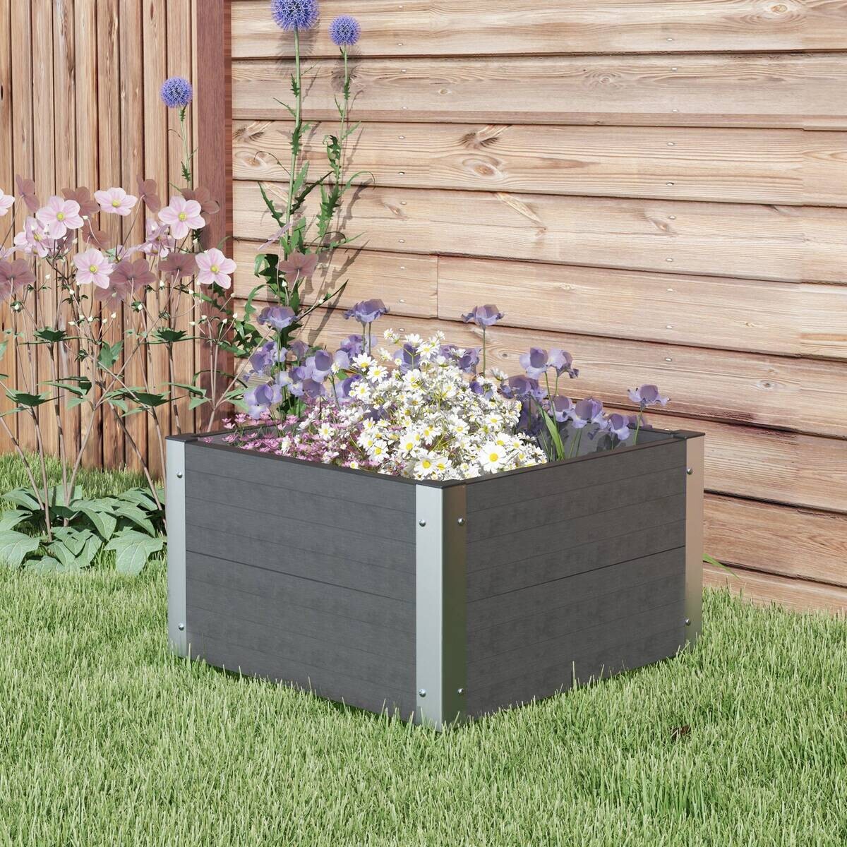 Outsunny Hochbeet grau Polypropylen B/H/L: ca. 60x60x30 cm