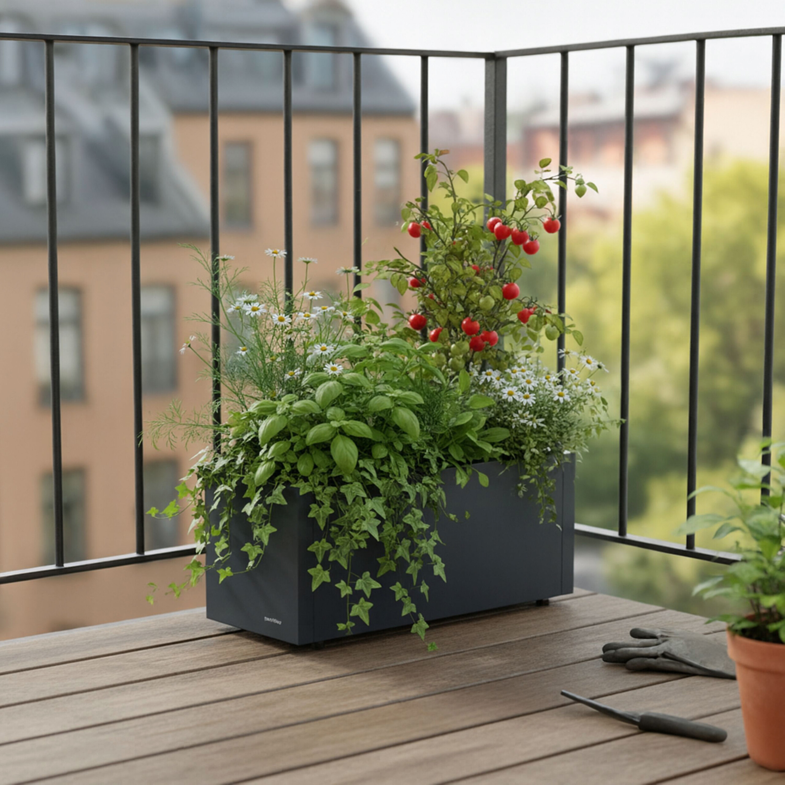 Herstera Garden Pflanzkübel Cube anthrazit Metall B/H/L: ca. 60x25x25 cm