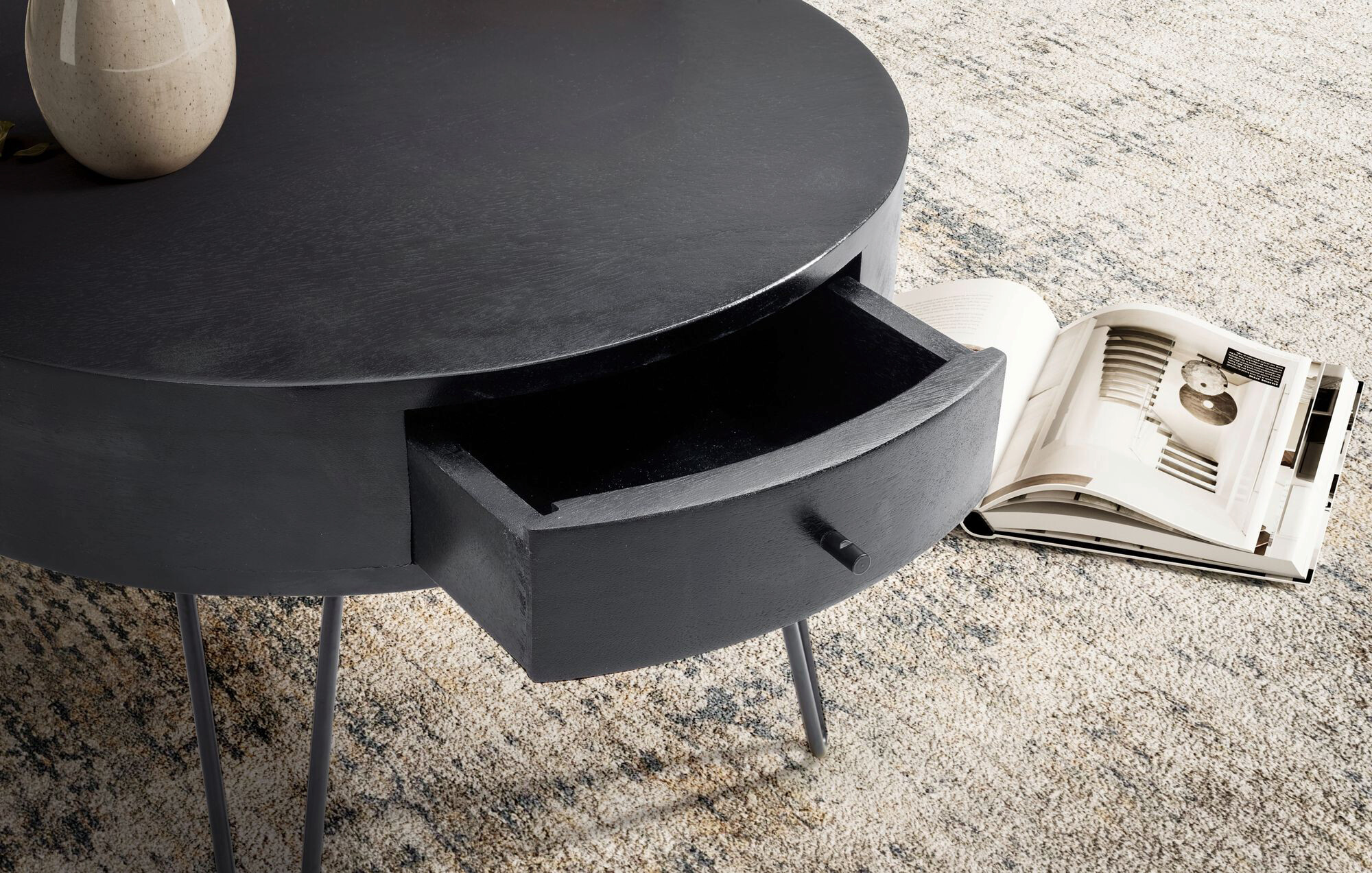 Wohnling Couchtisch schwarz Mango B/H/T: ca. 60x43x60 cm