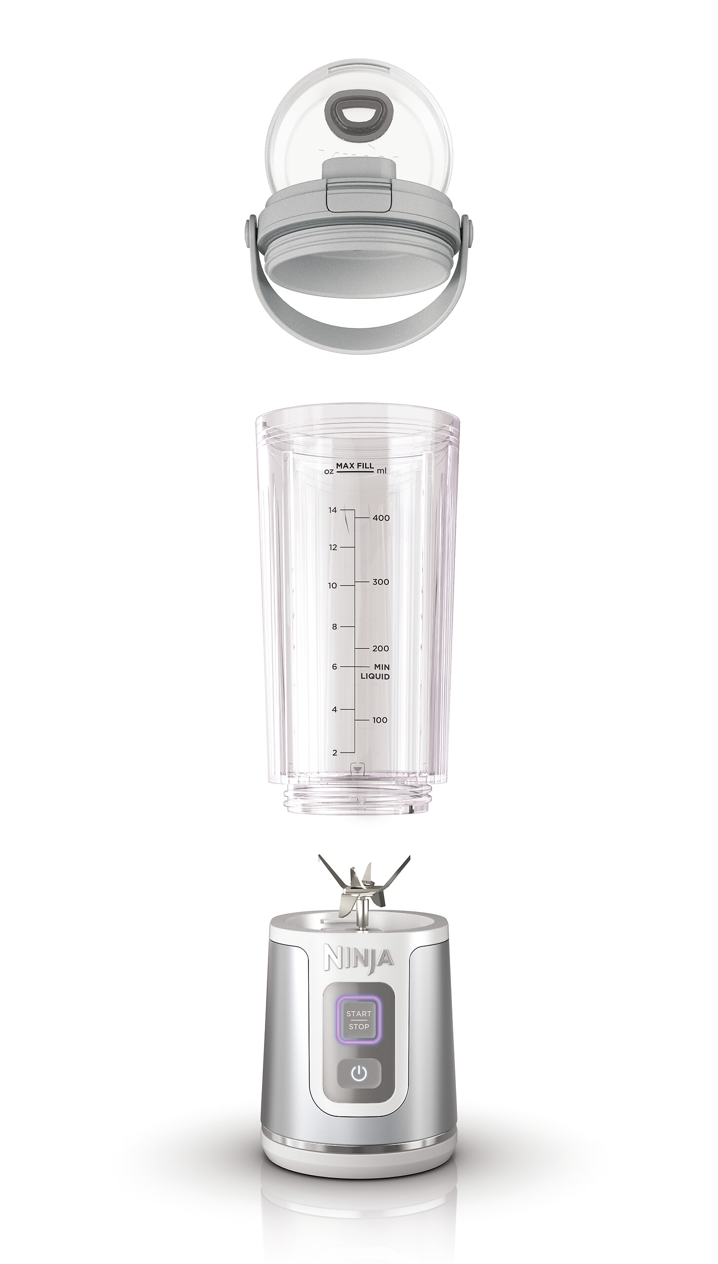 Ninja Standmixer weiß Kunststoff Edelstahl B/H/L: ca. 9x27x8,5 cm