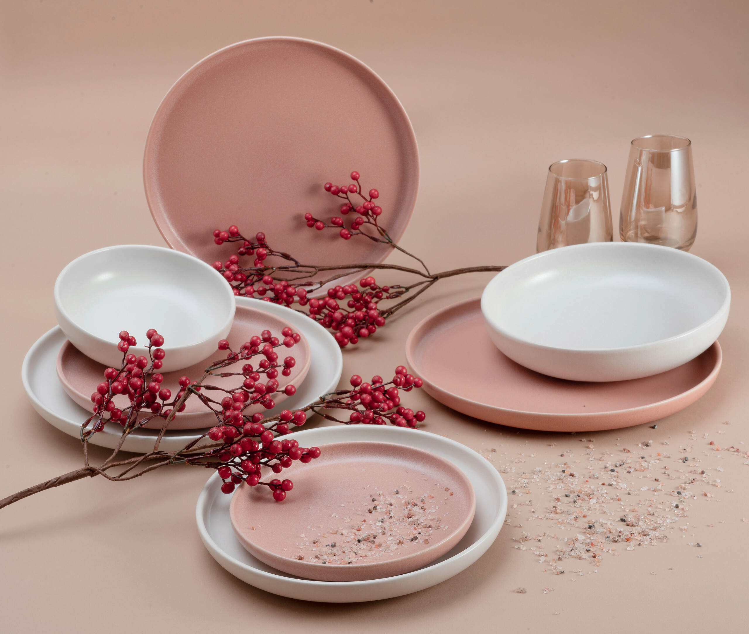 CreaTable Tafelservice Uno Rusty rosé Steinzeug 8 tlg.