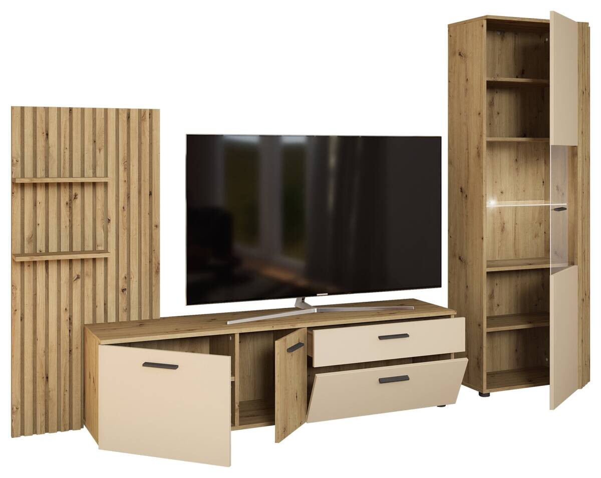 Wohnwand Gatwick Eiche Artisan Nachbildung creme B/H/T: ca. 250x180x38 cm