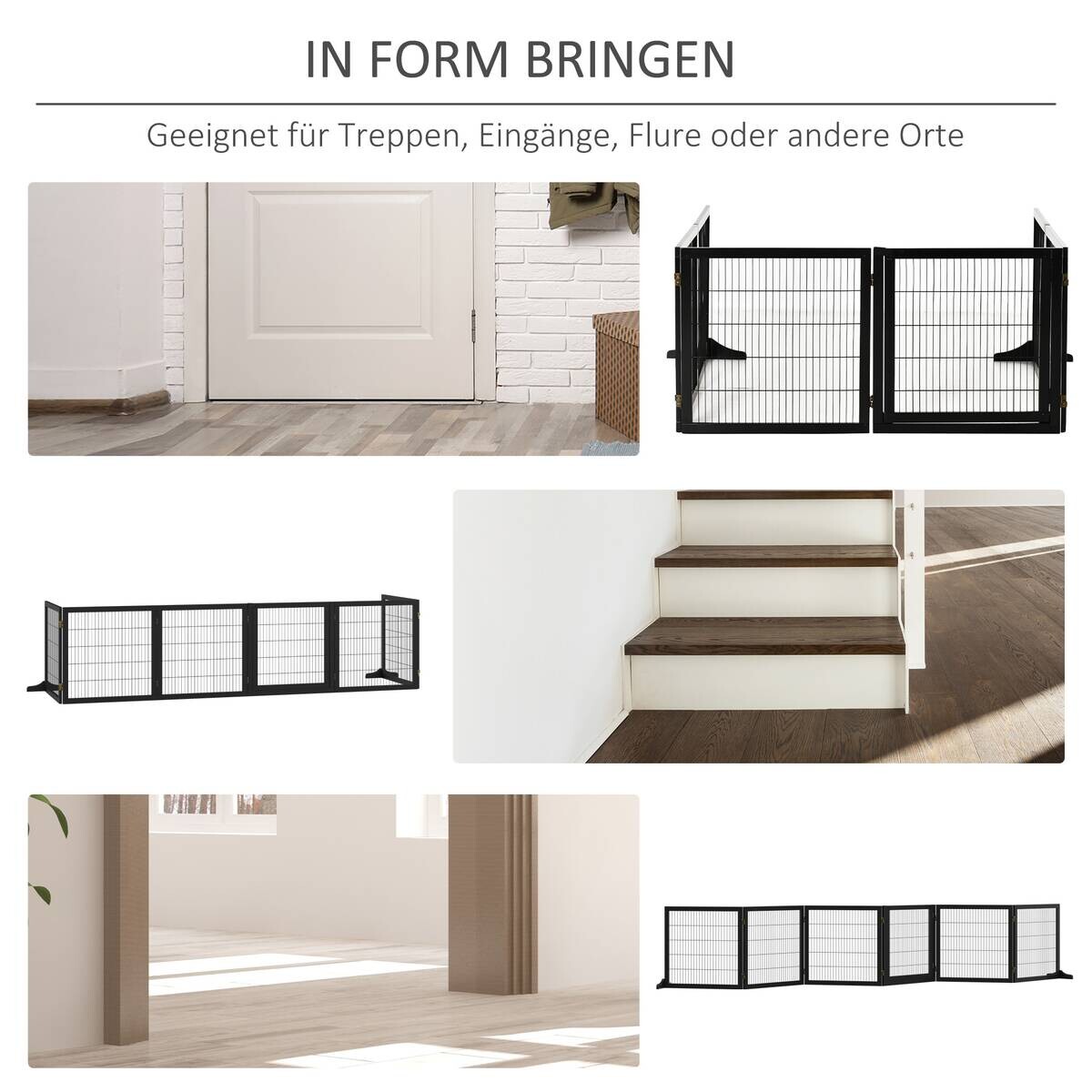 PawHut Schutzgitter schwarz Polypropylen B/H/L: ca. 36x432x70 cm