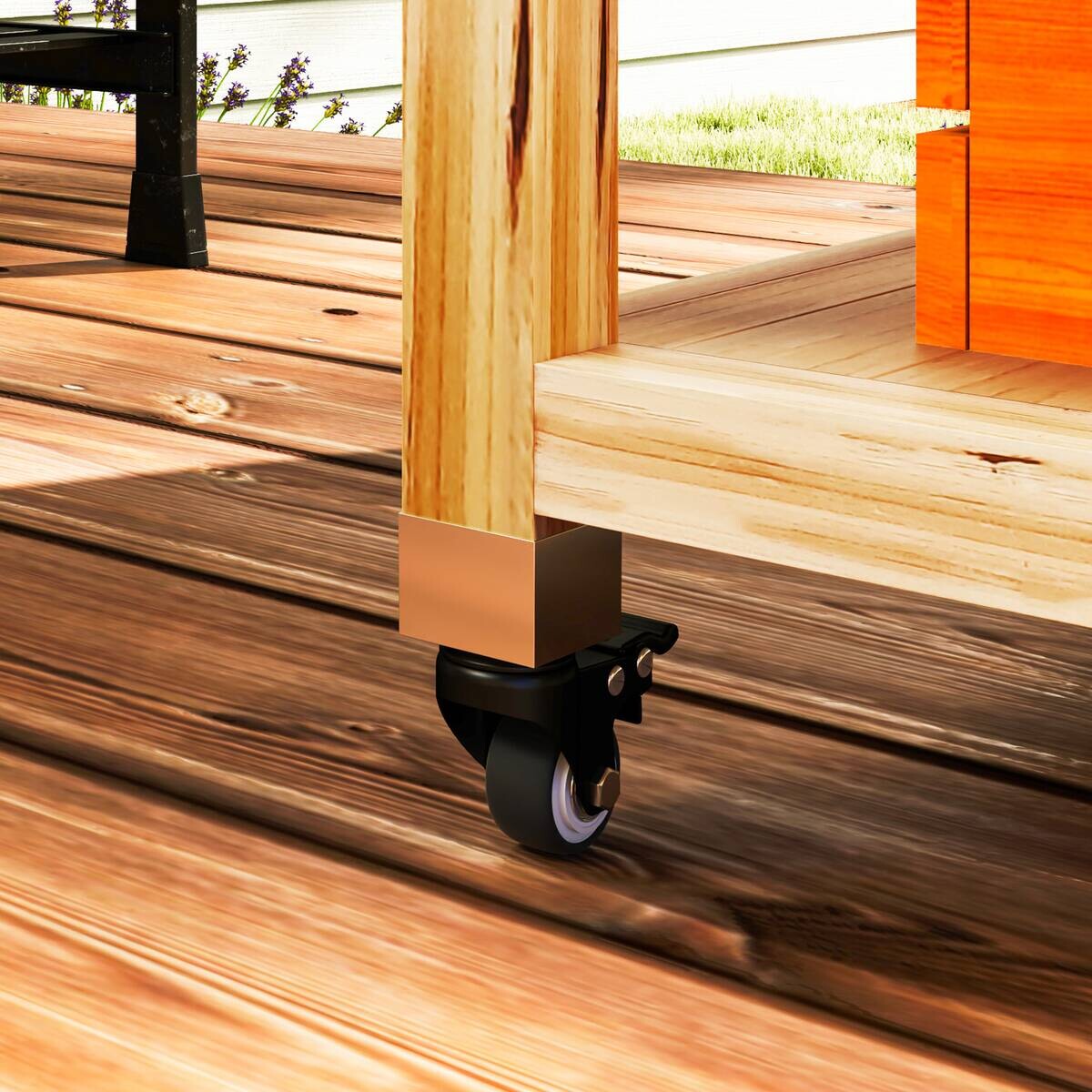 Outsunny Grillwagen Holz B/H/L: ca. 50x91,5x134,5 cm