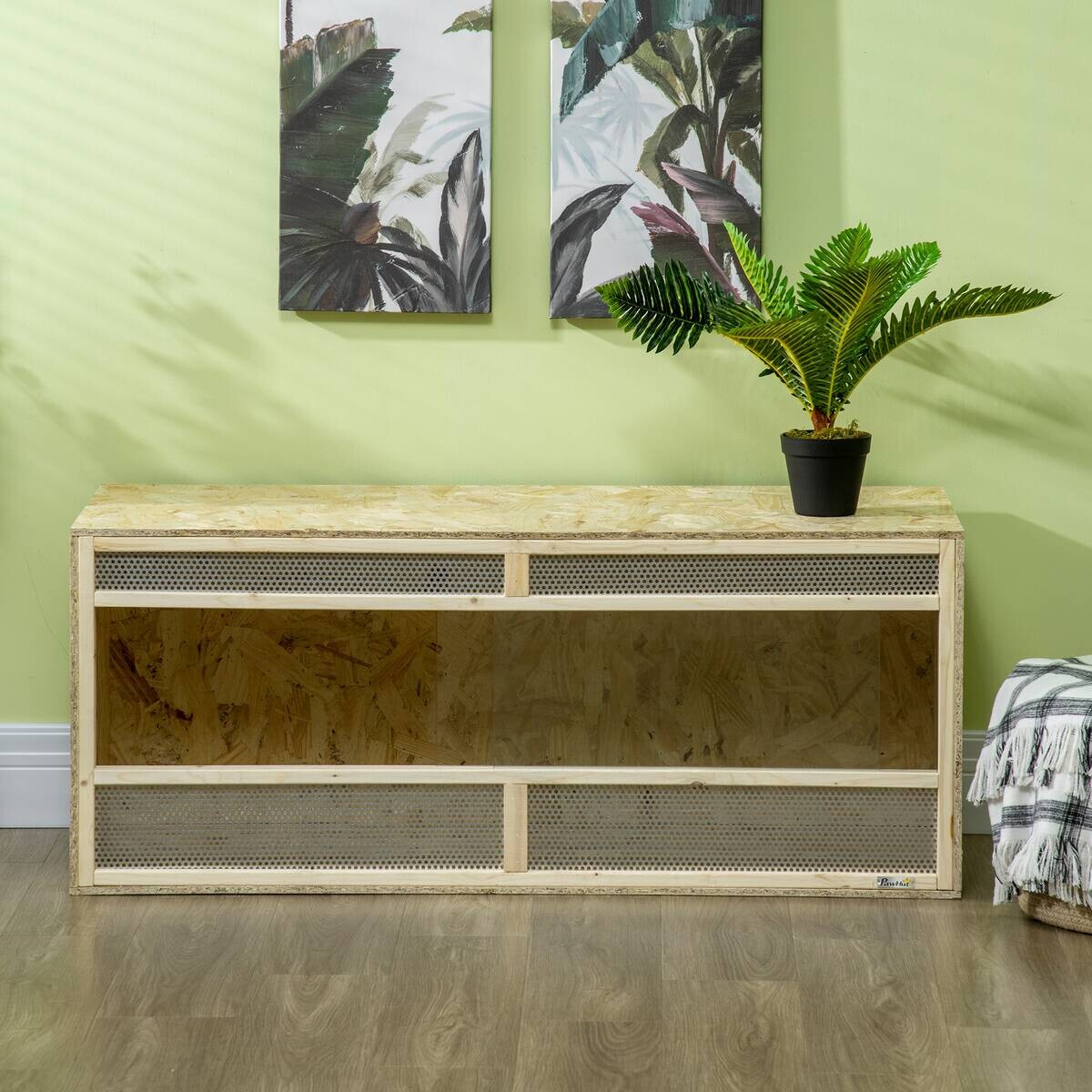 PawHut Holz-Terrarium natur Holz B/H/L: ca. 50x50x120 cm