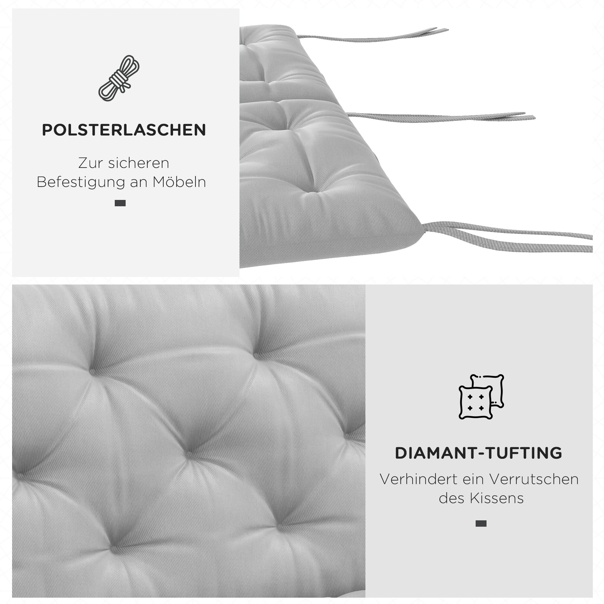 Outsunny Bankauflage hellgrau Schaumstoff B/H/L: ca. 98x8x150 cm