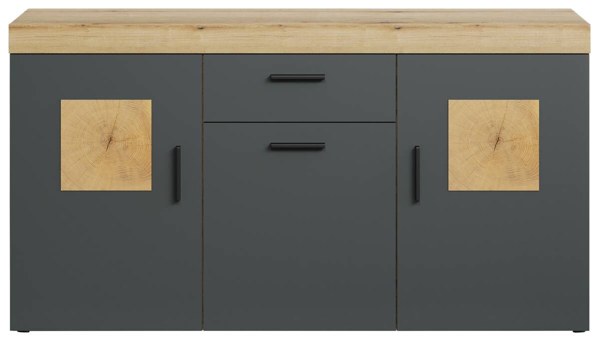 Sideboard Tyler Eiche Evoke Coast Nachbildung anthrazit B/H/T: ca. 159x86x41 cm