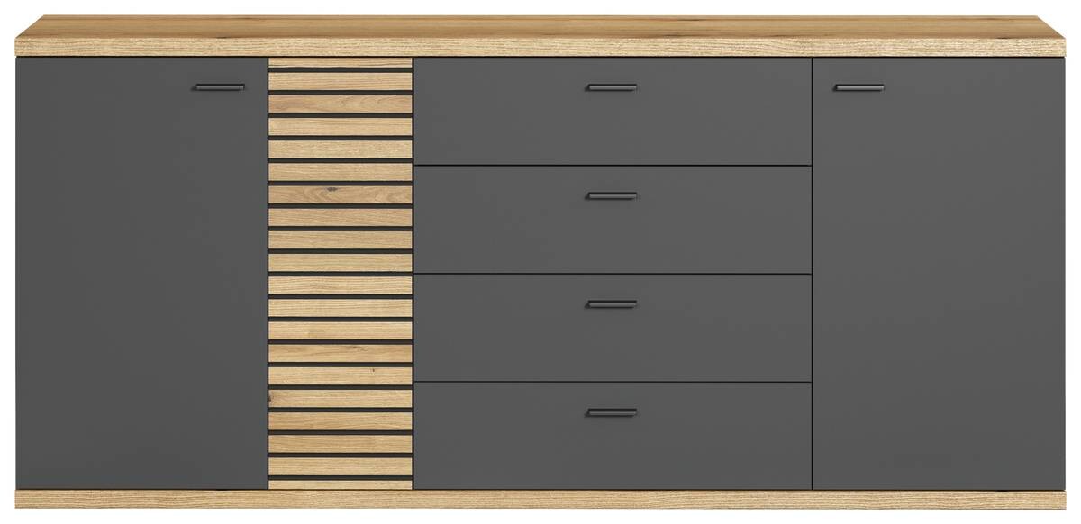 Sideboard Norris anthrazit Eiche Evoke Coast Nachbildung B/H/T: ca. 186x85x42 cm